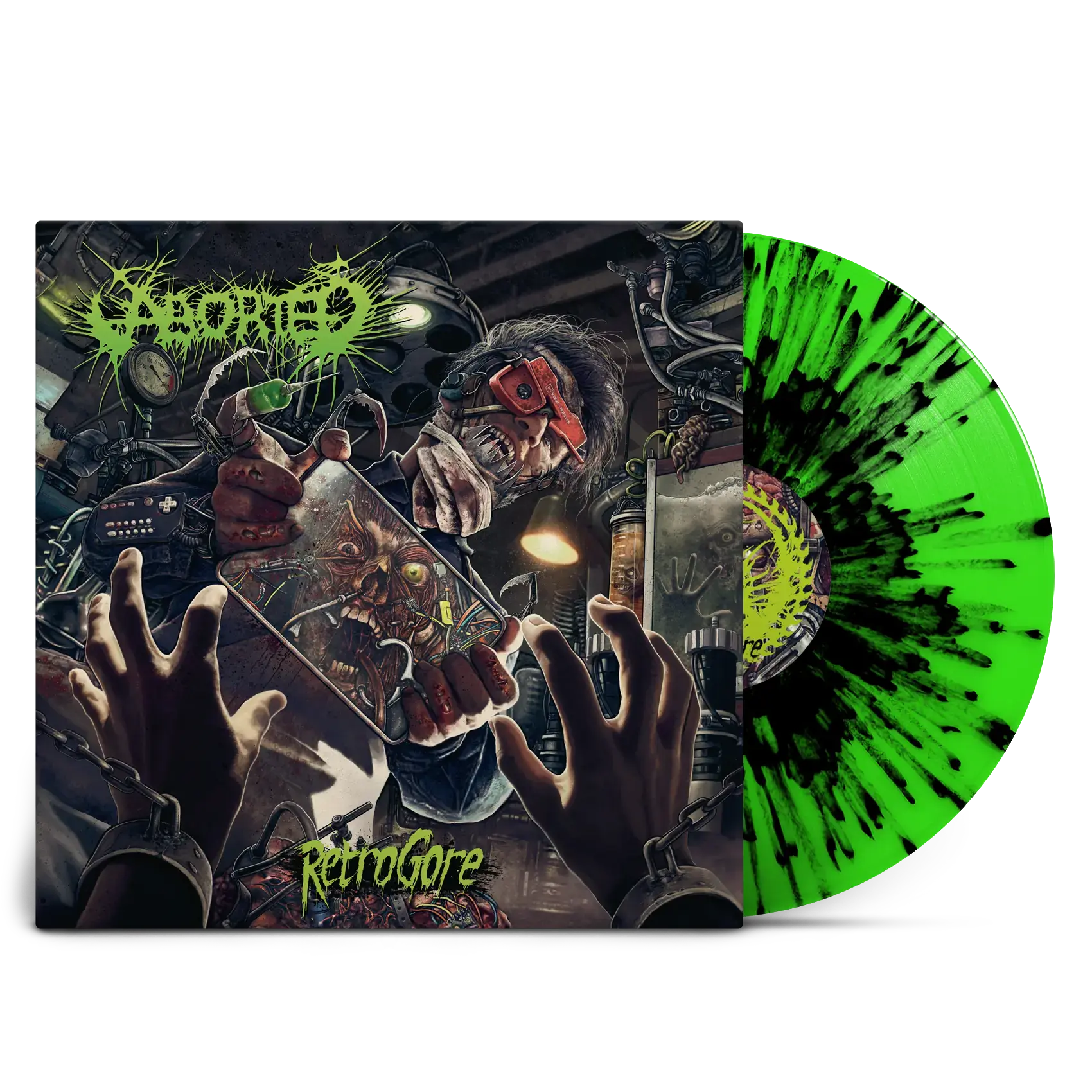 ABORTED - Retrogore · NEON GREEN/BLACK SPLATTER LP (Death Metal/Grindcore Vinyl)