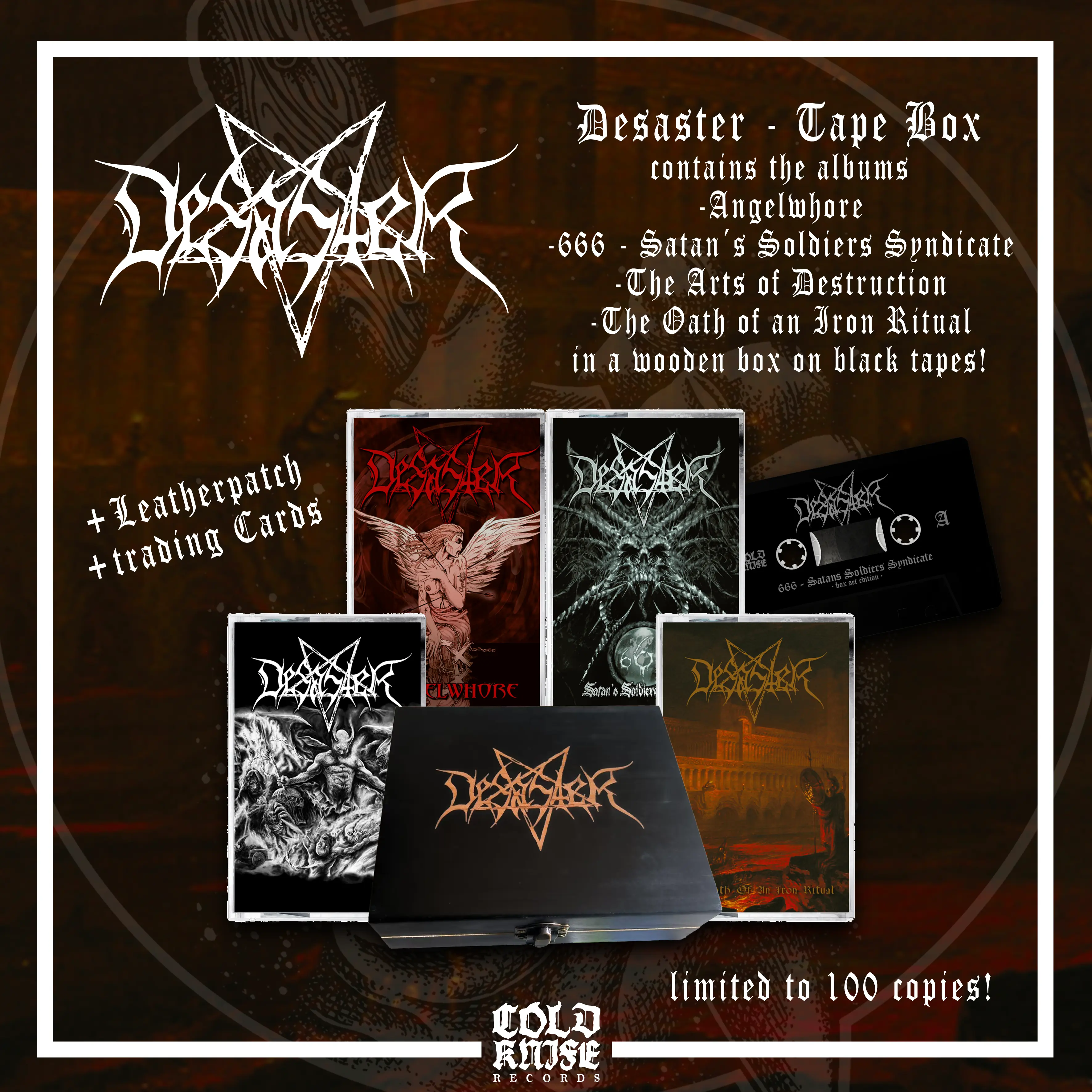 DESASTER - The Wooden Tape Box · 4 TAPE BOX SET DESASTER - The Wooden Tape Box · 4 TAPE BOX SET (Thrash Metal/Black Metal Tapes)