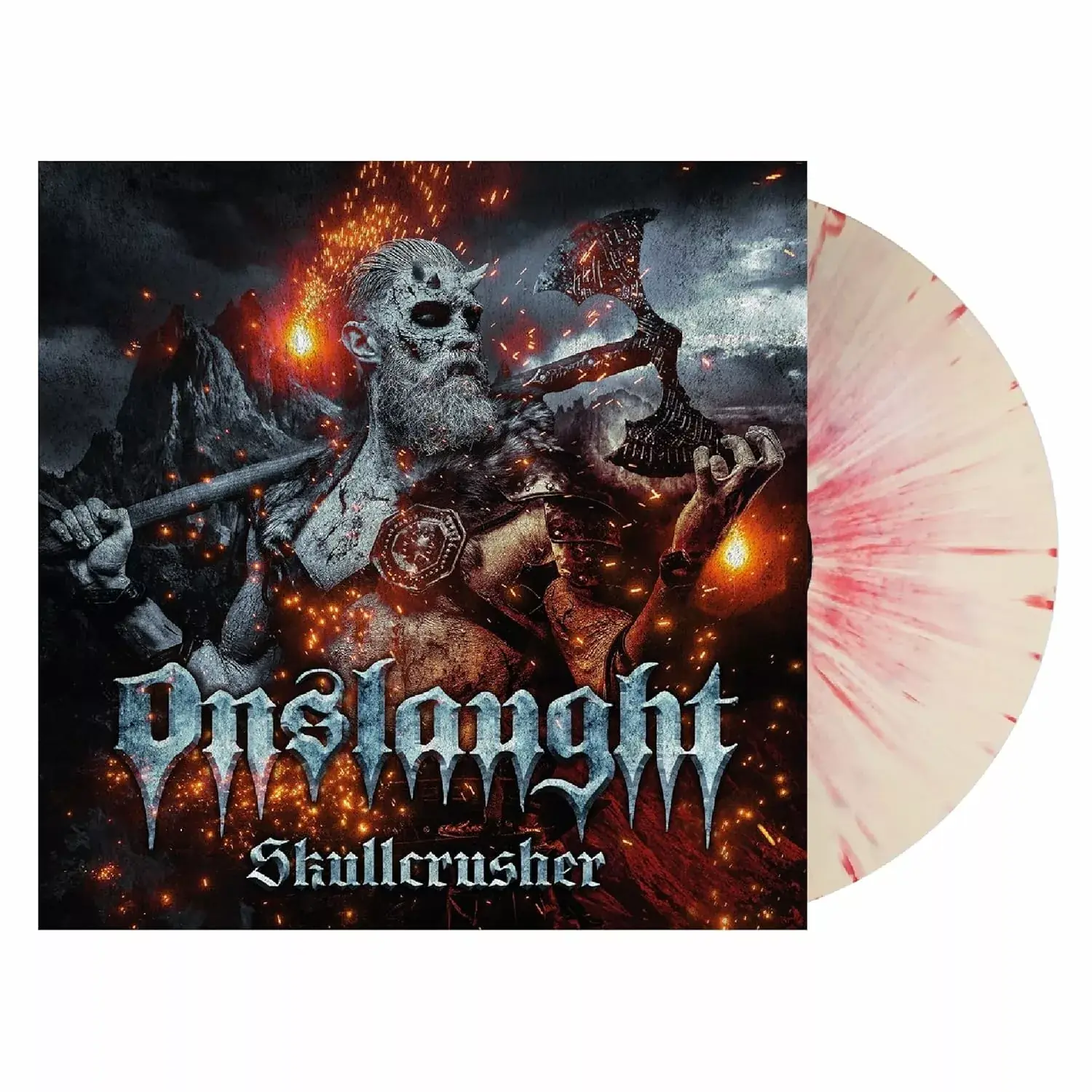 ONSLAUGHT · Skullcrusher | WHITE/RED SPLATTER LP ONSLAUGHT · Skullcrusher | WHITE/RED SPLATTER LP (Thrash Metal Vinyl)