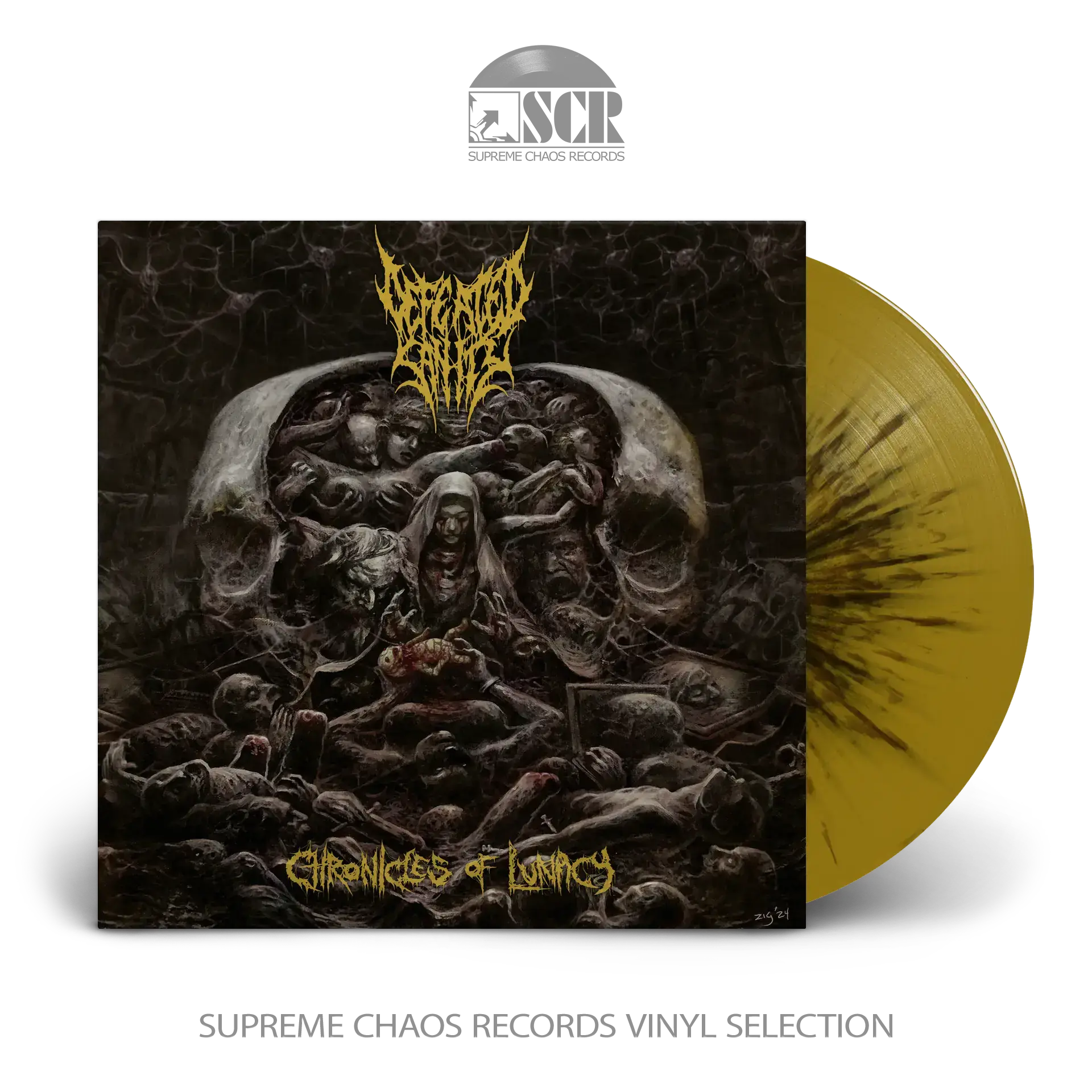 DEFEATED SANITY · Chronicles Of Lunacy | GOLD SPLATTER LP DEFEATED SANITY · Chronicles Of Lunacy | GOLD SPLATTER LP (Brutal Death Metal/Technical Death Metal Vinyl)