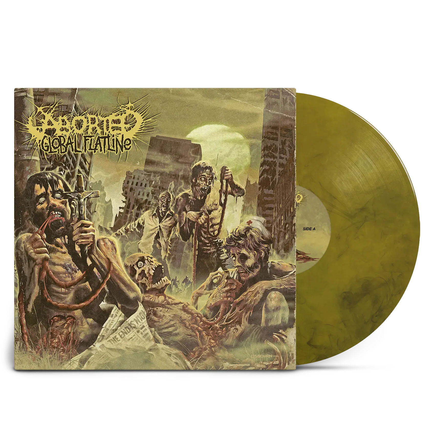 ABORTED - Global Flatline · YELLOW/BLACK MARBLED LP (Death Metal/Grindcore Vinyl)