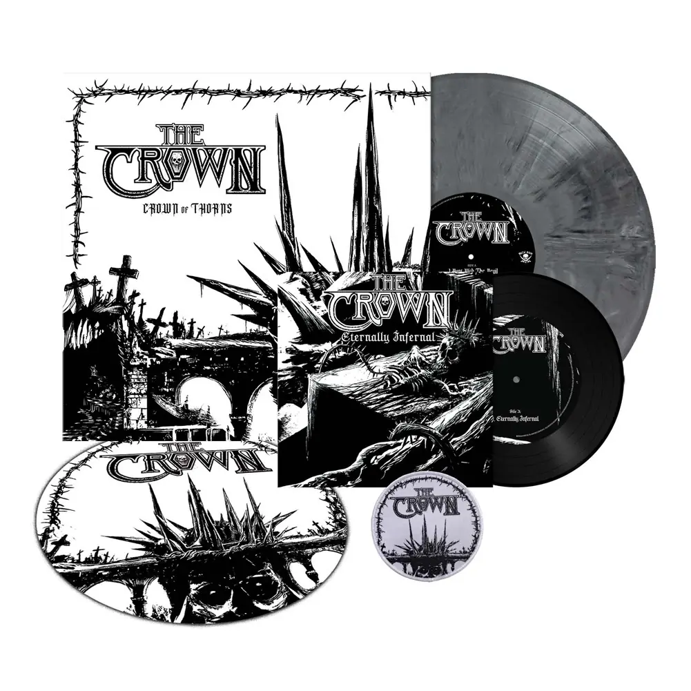 THE CROWN · Crown Of Thorns | IRON GREY MARBLED LP + 7" (Thrash Metal/ Death Metal Vinyl)