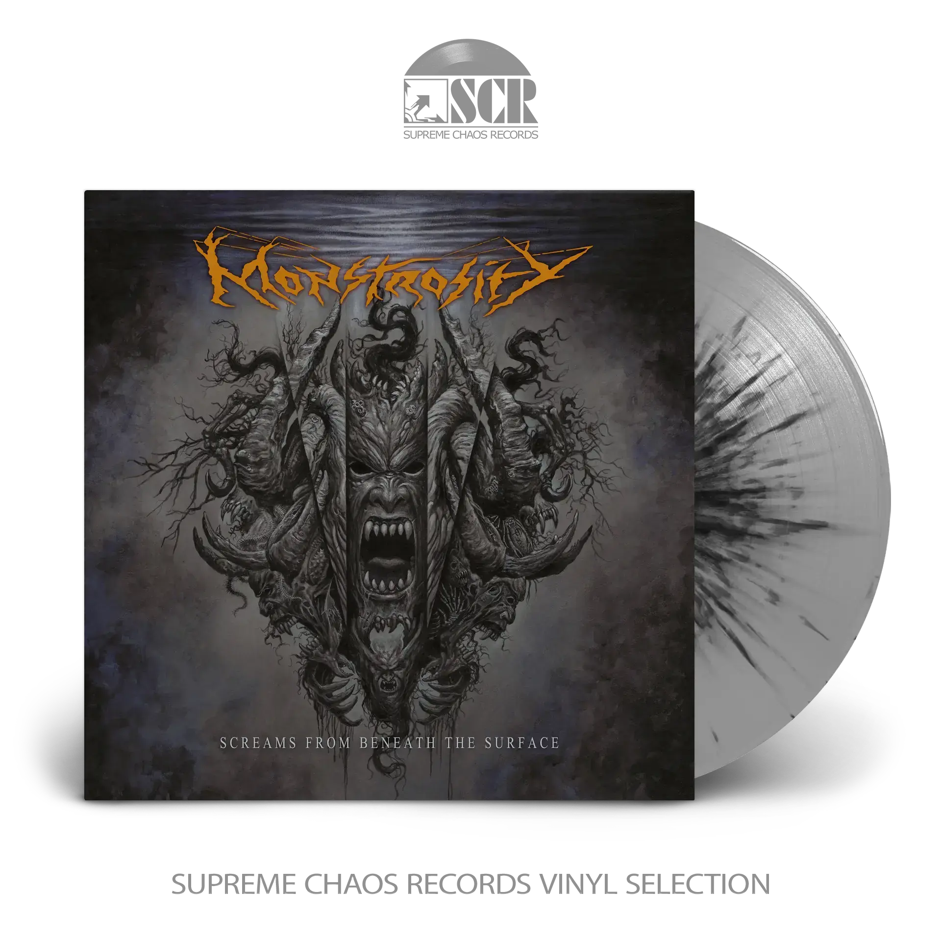 MONSTROSITY · Screams From Beneath The Surface | SILVER/BLACK SPLATTER LP MONSTROSITY · Screams From Beneath The Surface | SILVER/BLACK SPLATTER LP (Death Metal Vinyl)