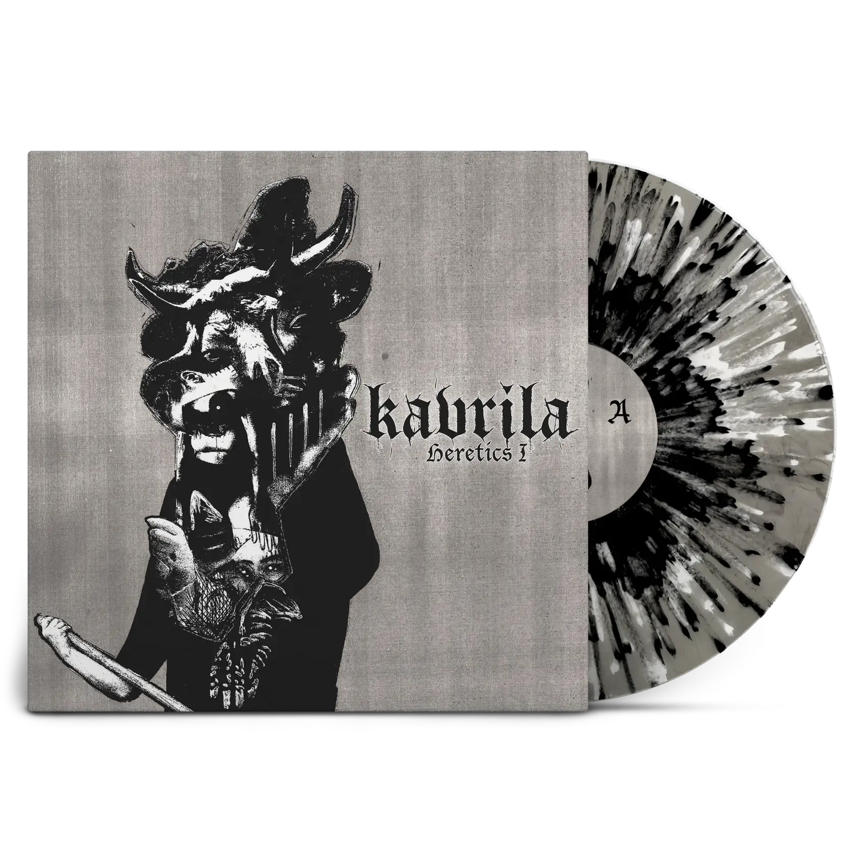 KAVRILA - Heretics I · CLEAR MARBLED WHITE/BLACK SPLATTER LP+SHIRT BUNDLE · Picture 1 KAVRILA - Heretics I · CLEAR MARBLED WHITE/BLACK SPLATTER LP+SHIRT BUNDLE (Sludge/Doom Metal/Black Metal/Hardcore Vinyl) · Picture 1