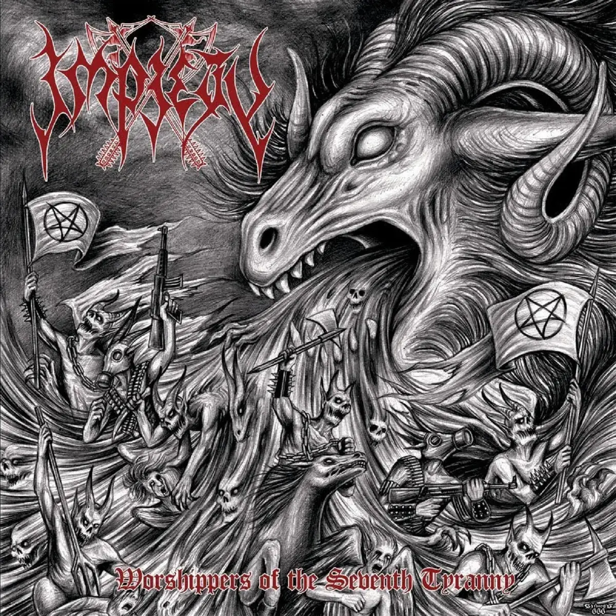 IMPIETY - Worshippers Of The Seventh Tyranny · MULTI COLOR SPLATTER LP (Black Metal/Thrash Metal Vinyl) · Bild 1