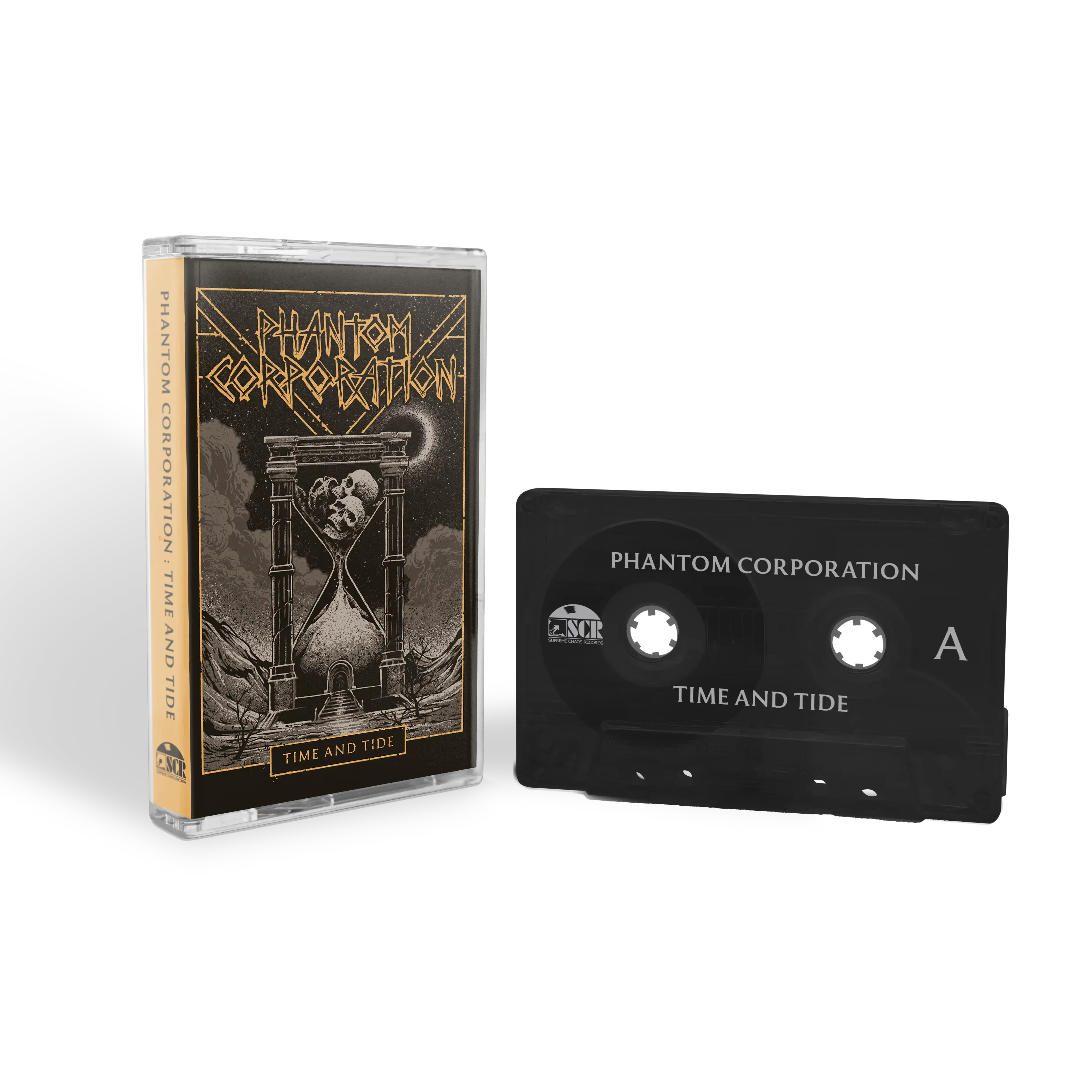 PHANTOM CORPORATION · Time And Tide | BLACK TRANSPARENT TAPE PHANTOM CORPORATION · Time And Tide | BLACK TRANSPARENT TAPE (Thrash Metal/D-Beat/Death Metal Tapes)