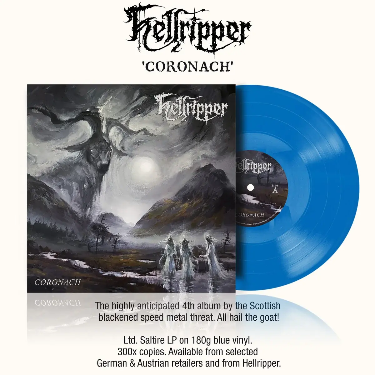 HELLRIPPER · Coronach | BLUE LP (Black Metal/Heavy Metal Vinyl) · Picture 2