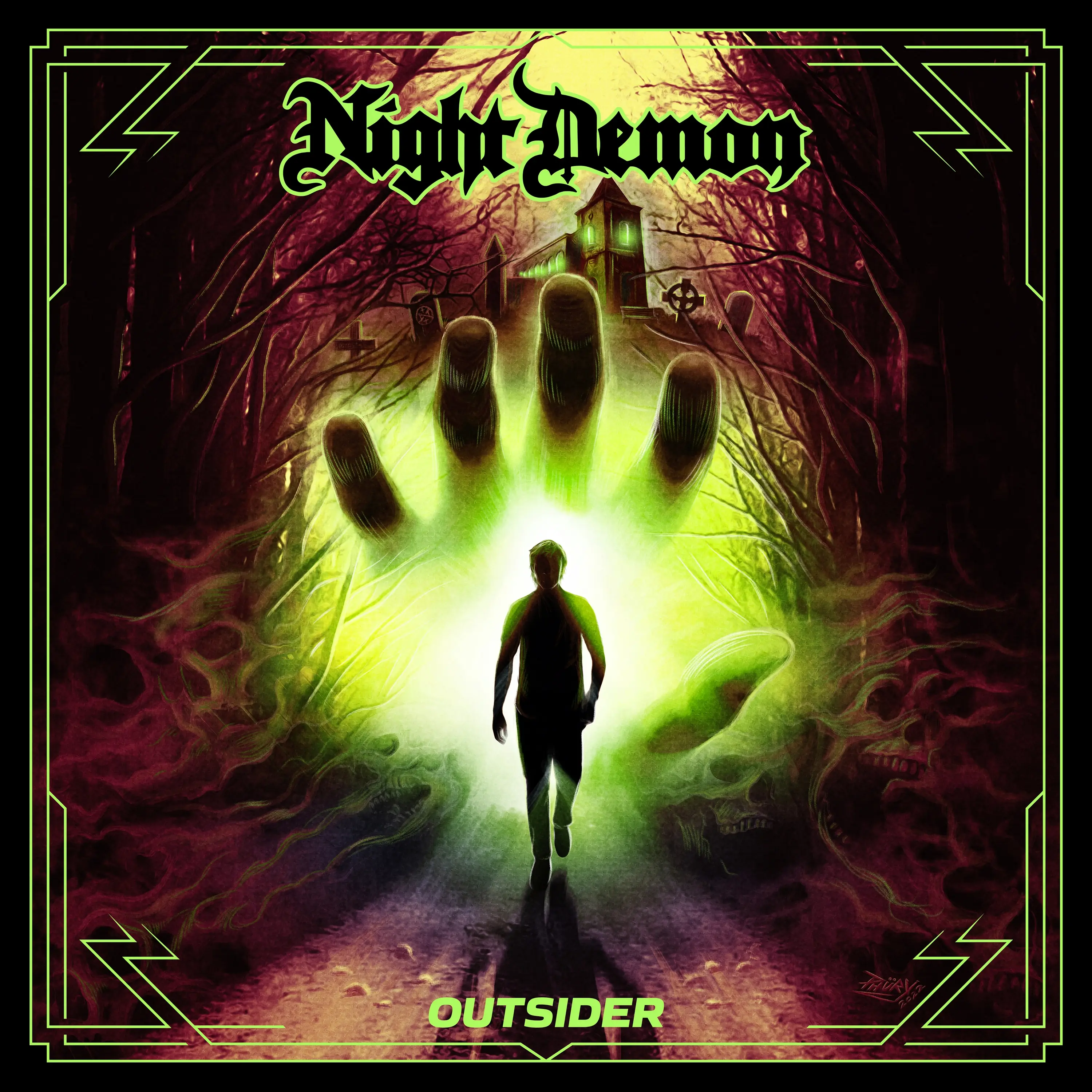 NIGHT DEMON · Outsider | TRANSPARENT GREEN LP (Heavy Metal Vinyl) · Picture 1