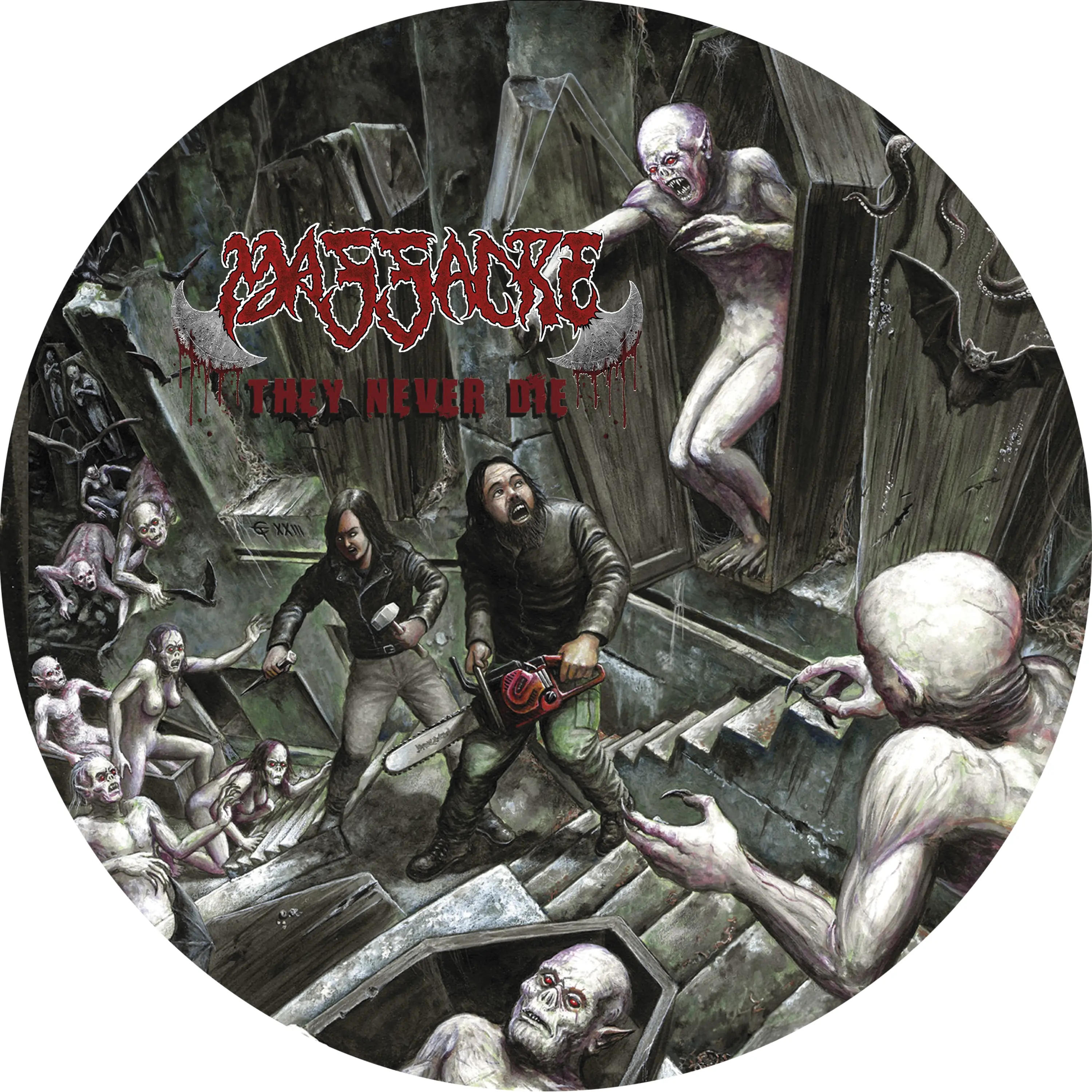 MASSACRE - They Never Die · 7" PICTURE MASSACRE - They Never Die · 7" PICTURE (Death Metal Vinyl)