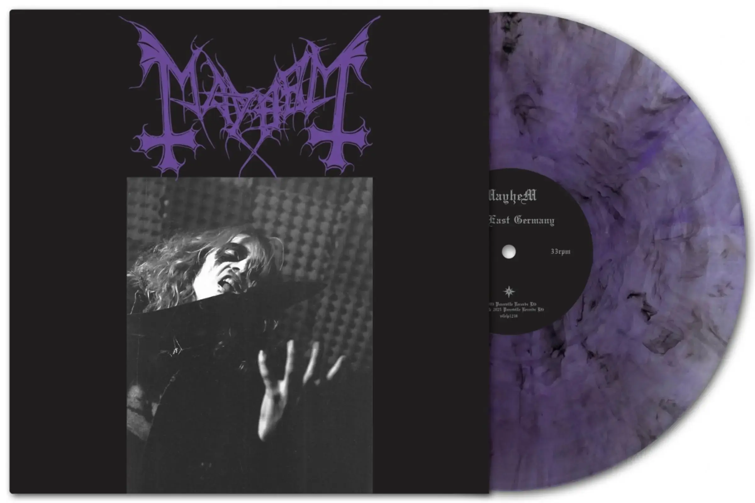 MAYHEM - Live In Leipzig (35th Anniversary) · CLEAR/PURPLE/BLACK LP MAYHEM - Live In Leipzig (35th Anniversary) · CLEAR/PURPLE/BLACK LP (Black Metal Vinyl)