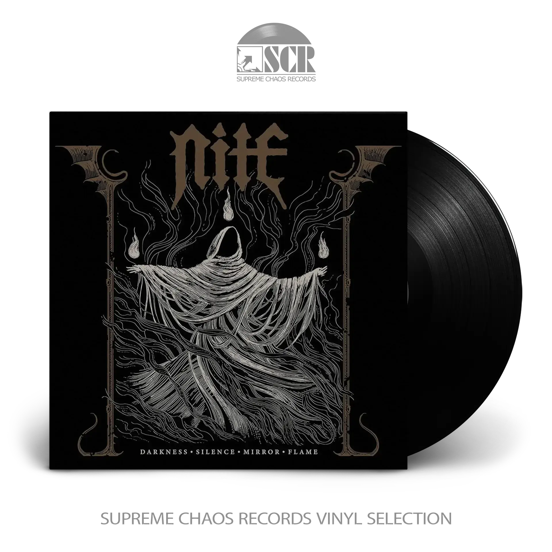 NITE - Darkness Silence Mirror Flame · BLACK LP NITE - Darkness Silence Mirror Flame · BLACK LP (Blackened Heavy Metal Vinyl)