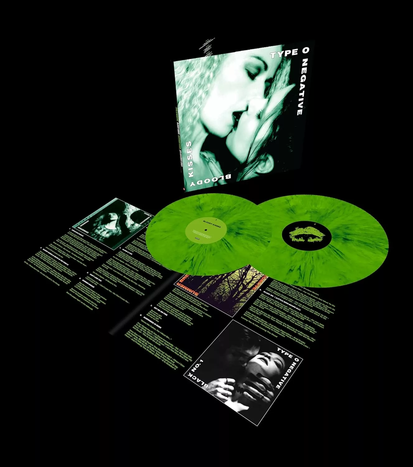 TYPE O NEGATIVE · Bloody Kisses - Suspended In Dusk (30th Anniversary Edition) | GREEN/BLACK MARBLED 2LP TYPE O NEGATIVE · Bloody Kisses - Suspended In Dusk (30th Anniversary Edition) | GREEN/BLACK MARBLED 2LP (Doom Metal Vinyl)