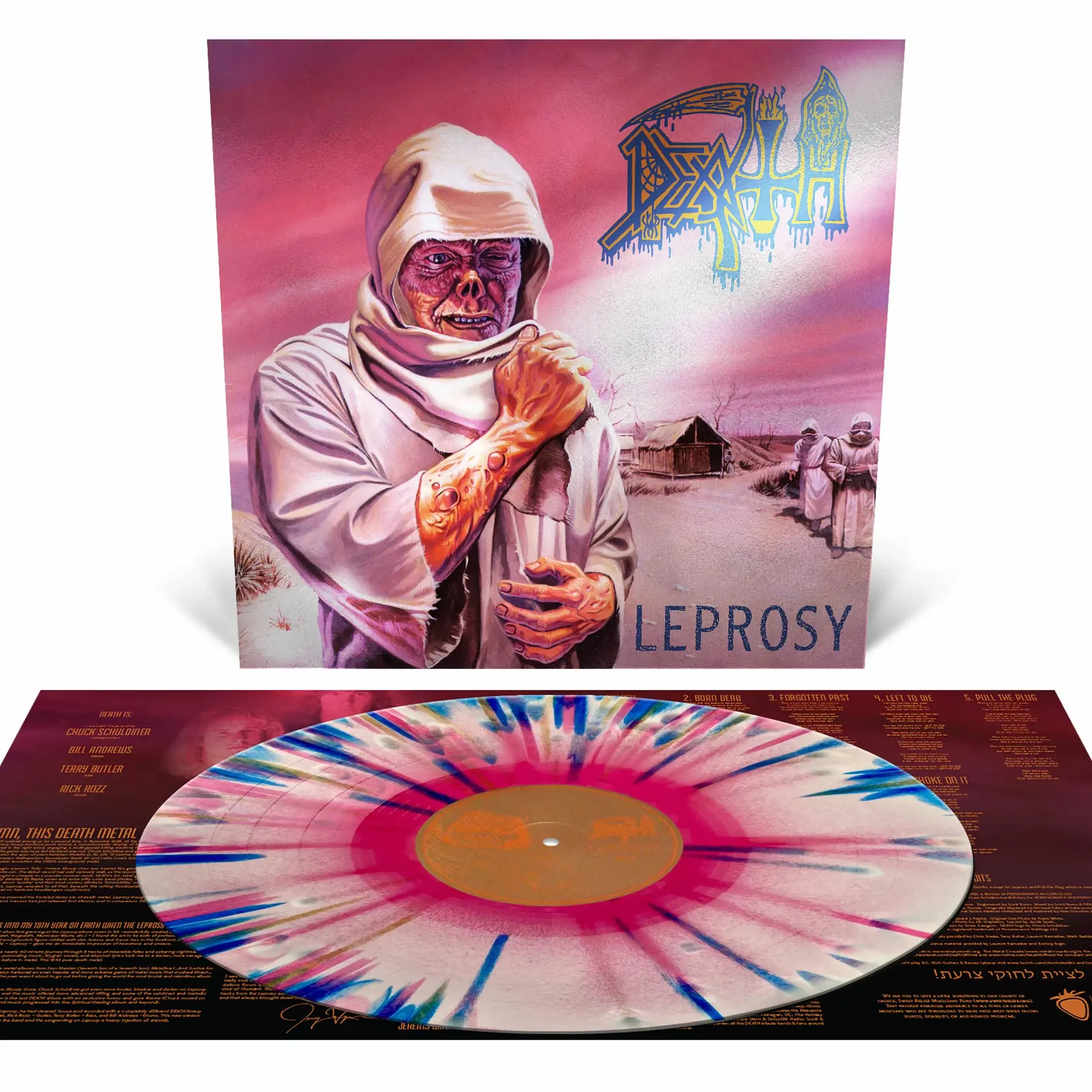 DEATH - Leprosy (Re-Issue) · PINK/WHITE/BLUE MERGE SPLATTER LP