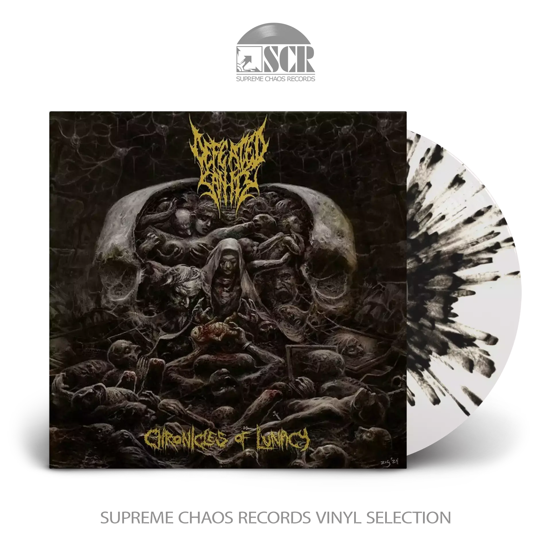 DEFEATED SANITY · Chronicles of Lunacy | TRANSPARENT CLEAR/BLACK SPLATTER LP (Death Metal/Grindcore Vinyl)