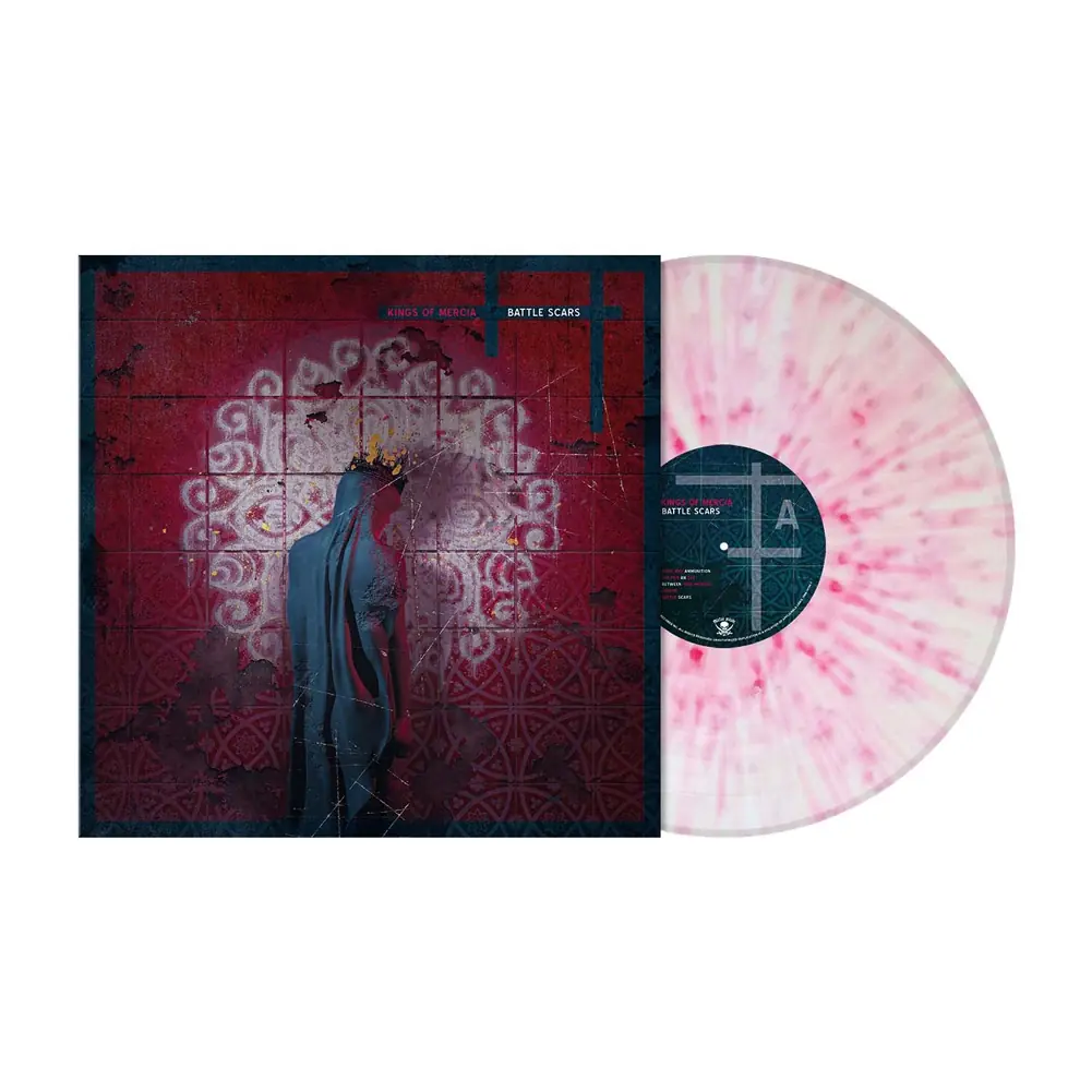 KINGS OF MERCIA · Battle Scars | "SANGUINE SWASH" MILKY WHITE/PINK SPLATTER LP (Progressive Rock Vinyl)