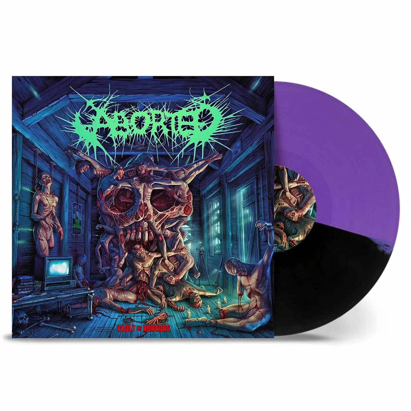ABORTED · Vault Of Horrors | PURPLE/BLACK SPLIT LP ABORTED · Vault Of Horrors | PURPLE/BLACK SPLIT LP (Death Metal Vinyl)