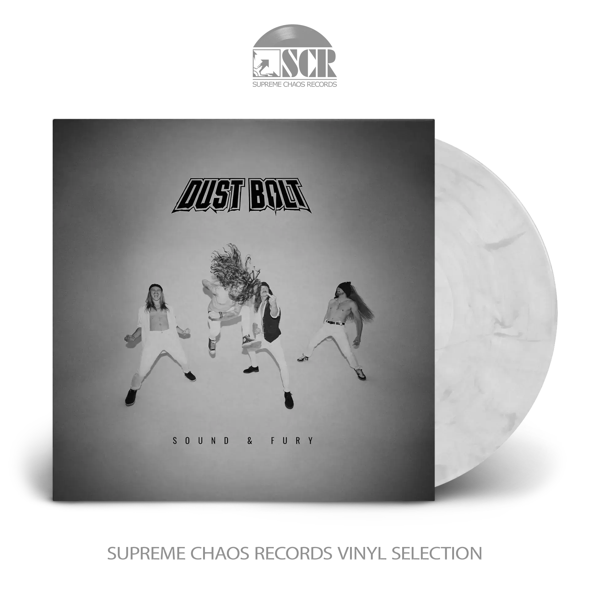 DUST BOLT - Sound & Fury · WHITE/BLACK MARBLED VINYL DUST BOLT - Sound & Fury · WHITE/BLACK MARBLED VINYL (Thrash Metal Vinyl)