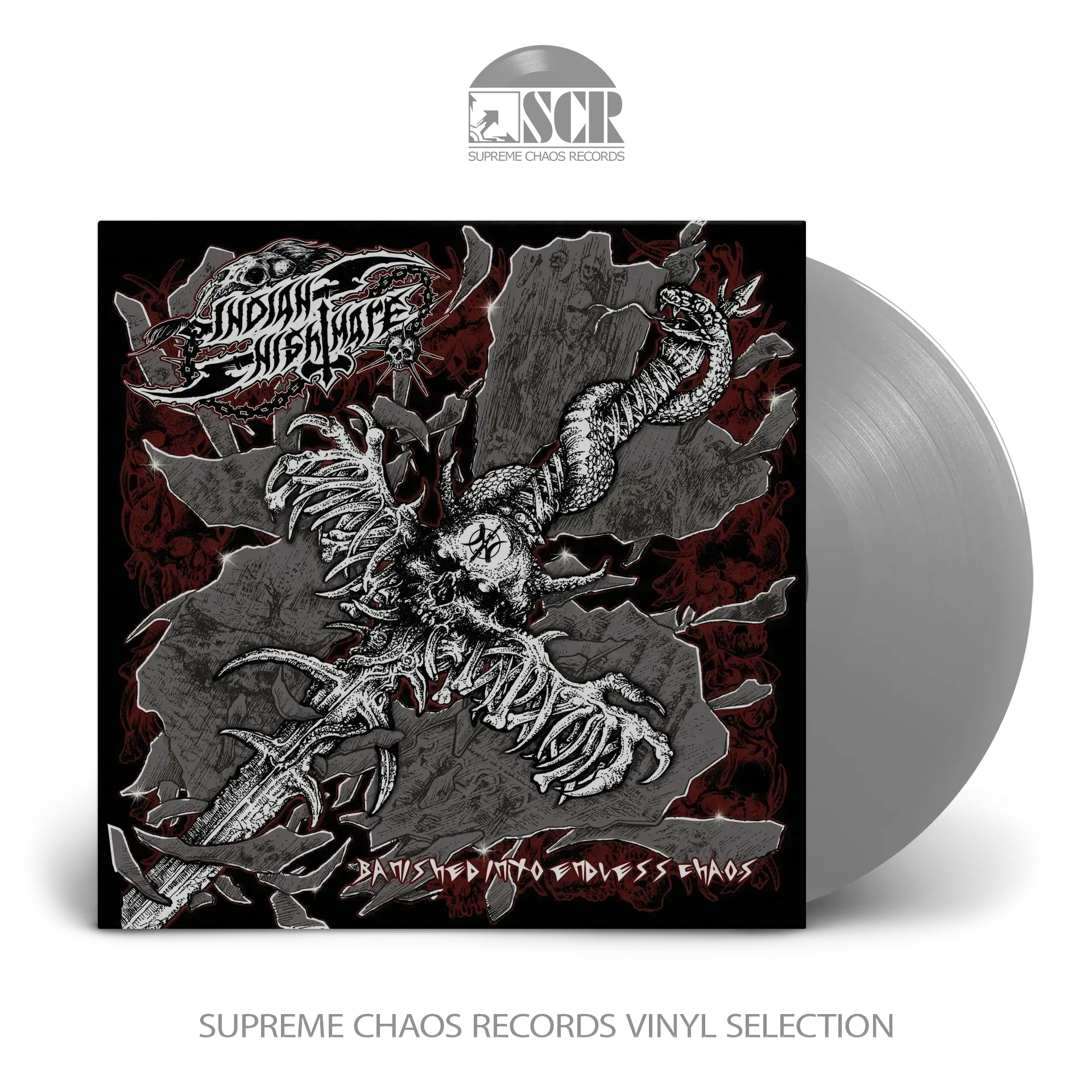 INDIAN NIGHTMARE - Banished into Endless Chaos · SILVER LP INDIAN NIGHTMARE - Banished into Endless Chaos · SILVER LP (Heavy Metal Vinyl)