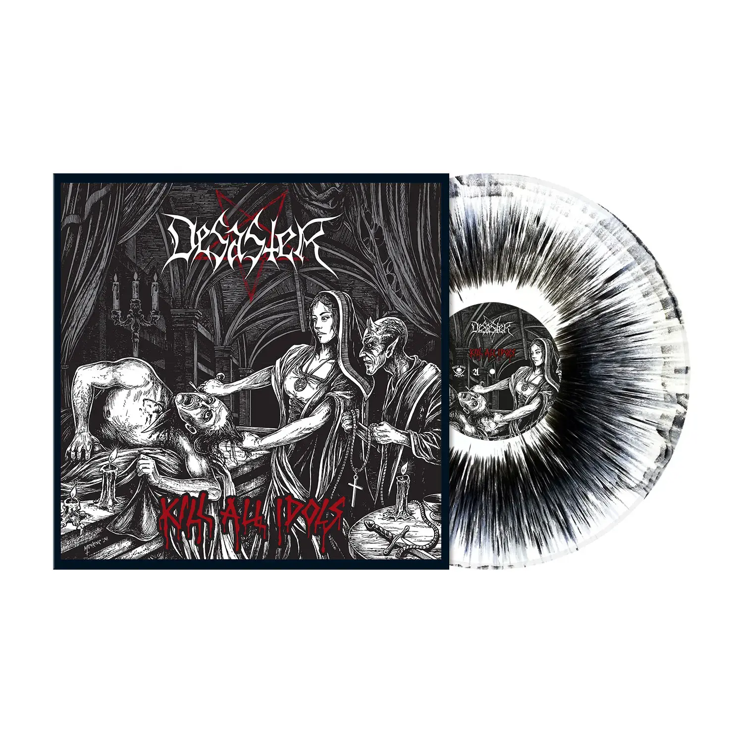 DESASTER - Kill All Idols · WHITE/BLACK DUST SPLATTER LP (Black Metal/Thrash Metal Vinyl)