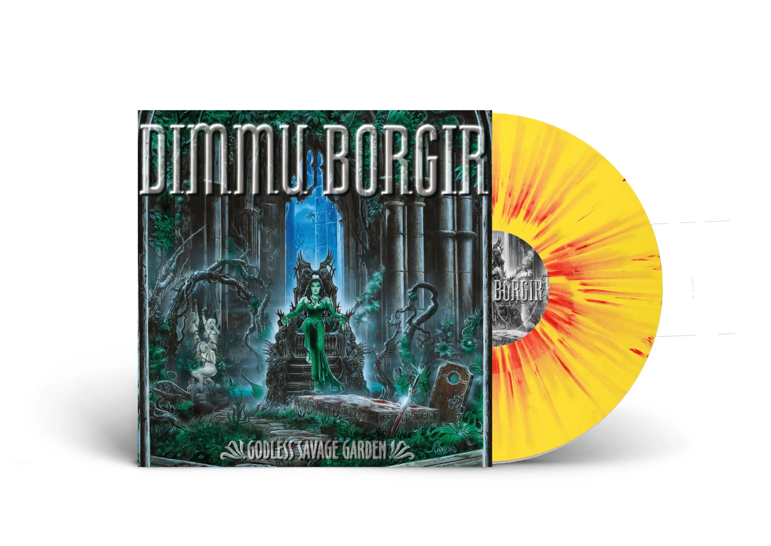 DIMMU BORGIR · Godless Savage Garden | YELLOW ORANGE RED SPLATTER LP DIMMU BORGIR · Godless Savage Garden | YELLOW ORANGE RED SPLATTER LP (Black Metal Vinyl)
