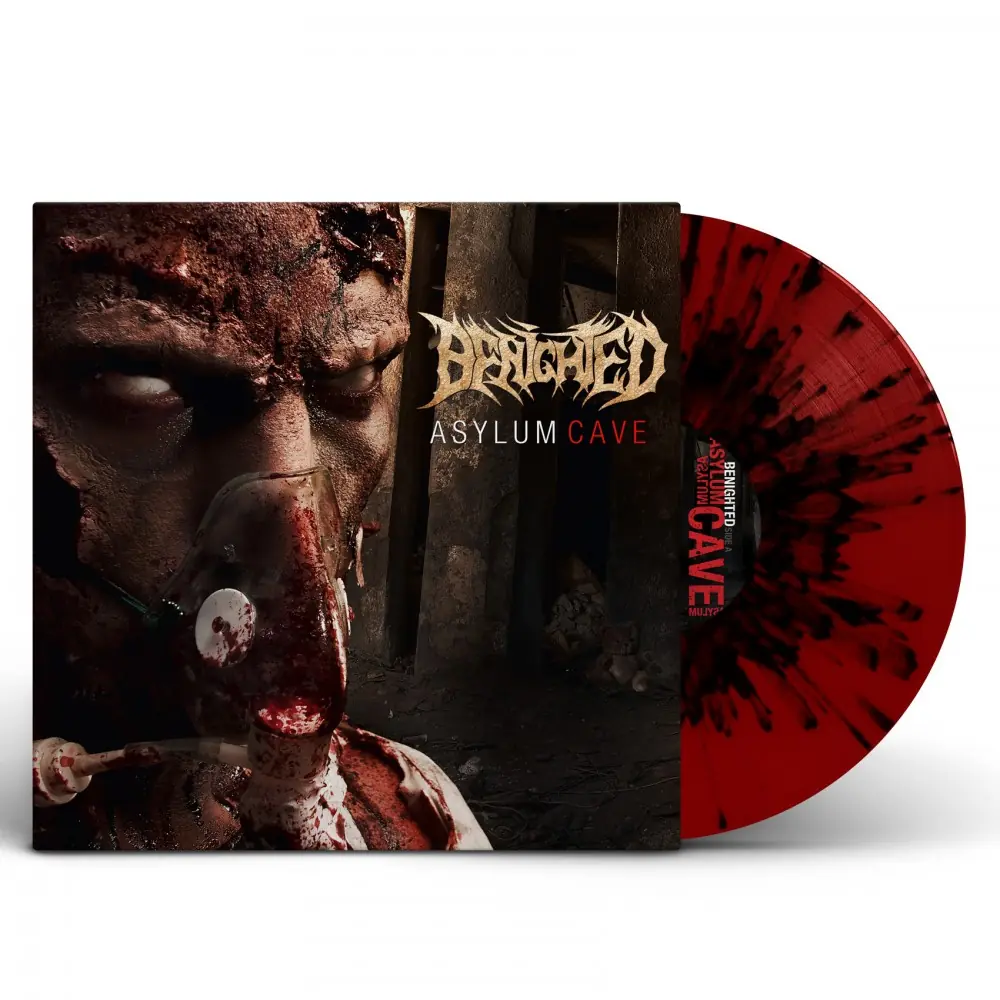 BENIGHTED · Asylum Cave | RED/BLACK SPLATTER LP BENIGHTED · Asylum Cave | RED/BLACK SPLATTER LP (Death Metal Vinyl)