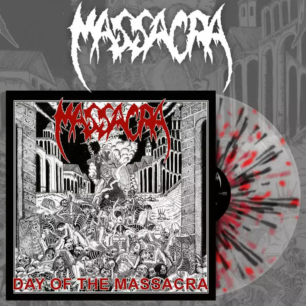 MASSACRA · Day Of The Massacra | CRYSTAL CLEAR/RED/BLACK SPLATTER LP (Death Metal Vinyl)