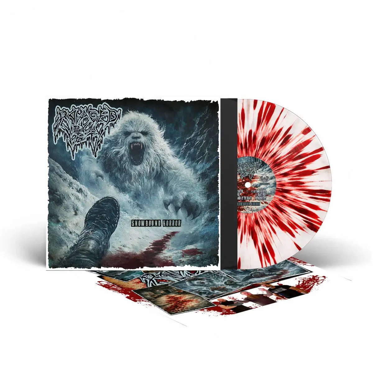 RAVAGED BY THE YETI · Snowbound Horror | WHITE/RED SPLATTER LP (Death Metal Vinyl) · Picture 2