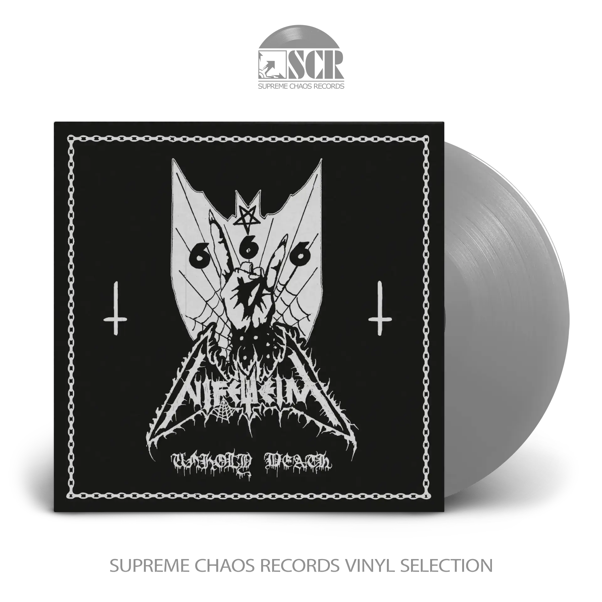 NIFELHEIM - Unholy Death · SILVER LP NIFELHEIM - Unholy Death · SILVER LP (Black Metal Vinyl)