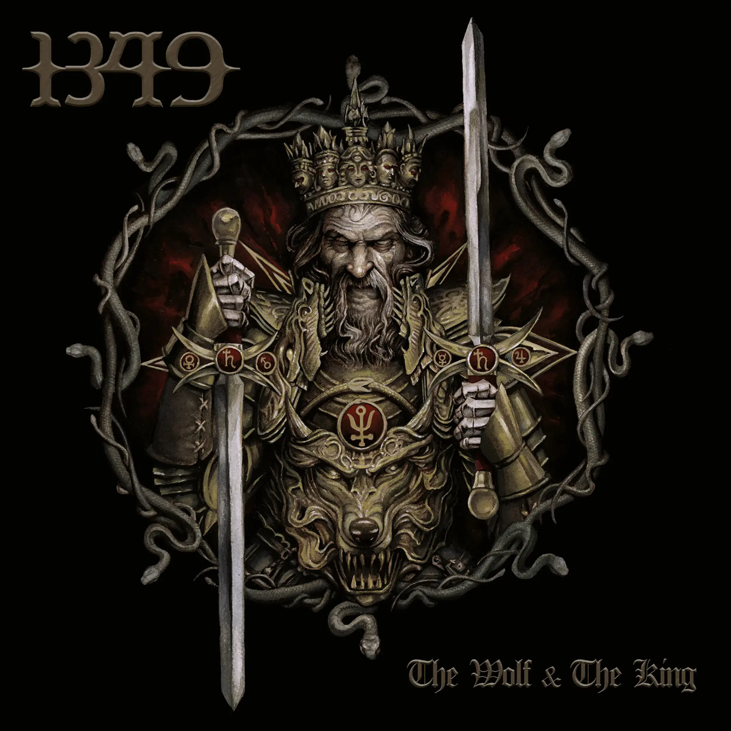 1349 - The Wolf & The King · CRYSTAL CLEAR/BLACK MARBLED 2LP · Picture 1 1349 - The Wolf & The King · CRYSTAL CLEAR/BLACK MARBLED 2LP (Black Metal Vinyl) · Picture 1
