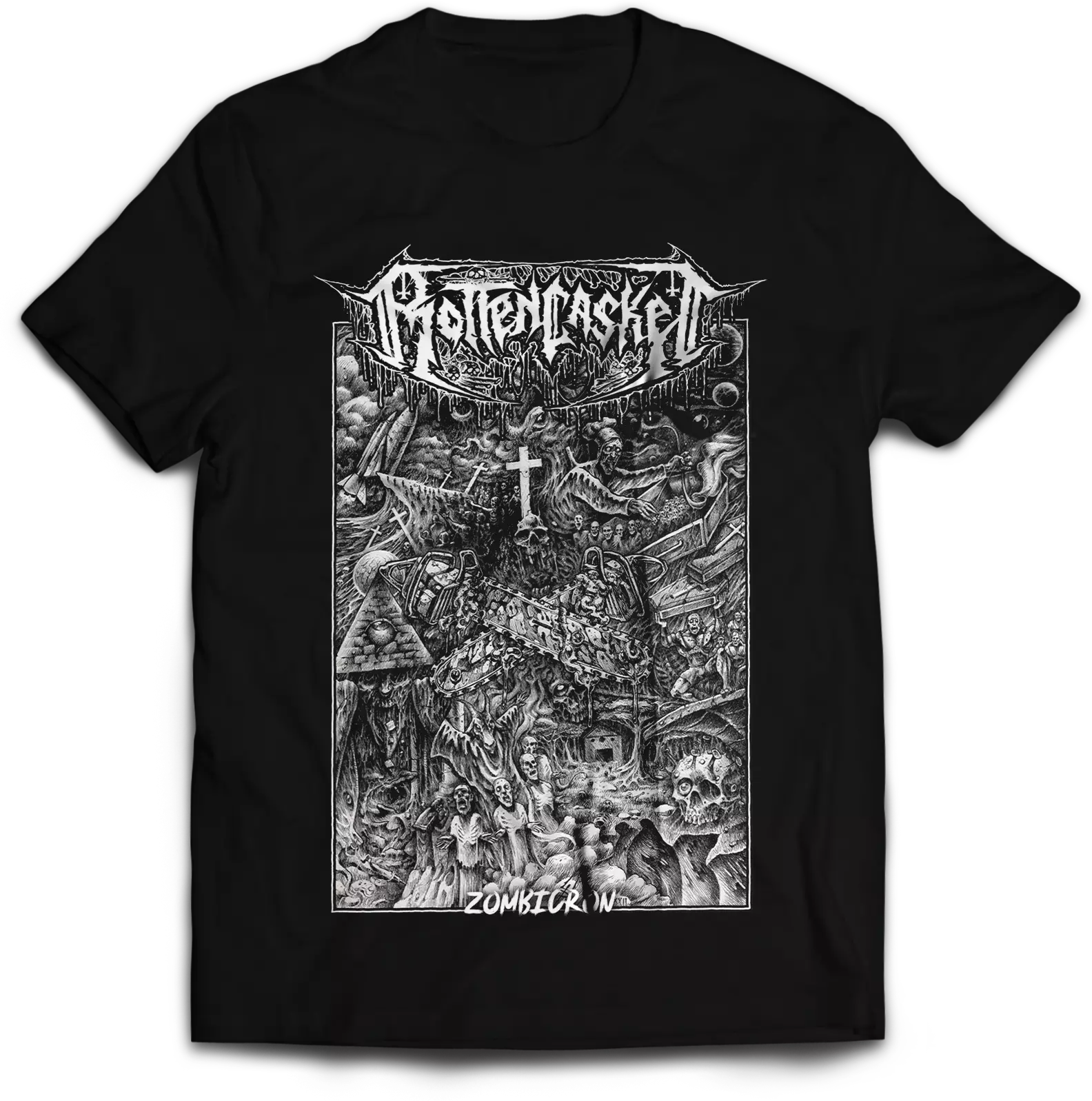 ROTTEN CASKET · Zombicron Cover | T-SHIRT ROTTEN CASKET · Zombicron Cover | T-SHIRT (Death Metal Clothes)