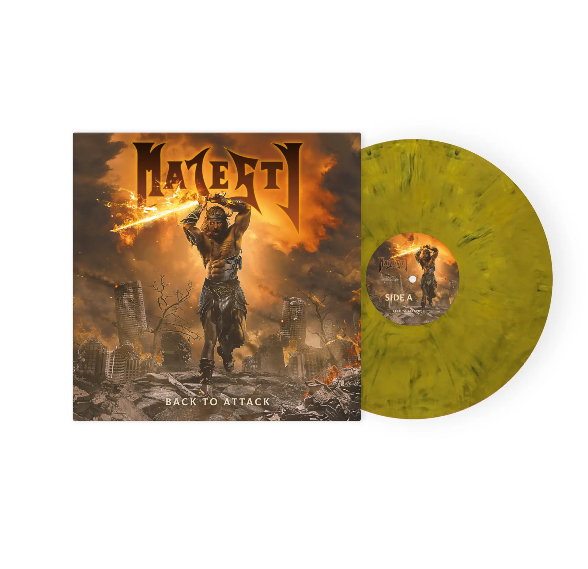 MAJESTY · Back To Attack | ORANGE/WHITE/RED/BLACK LP MAJESTY · Back To Attack | ORANGE/WHITE/RED/BLACK LP (Heavy Metal Vinyl)