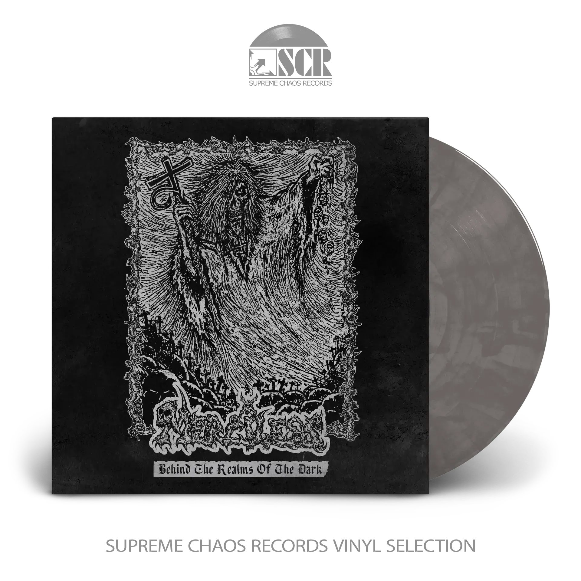 MERCILESS · Behind The Realms Of The Dark | CLEAR/BLACK LP MERCILESS · Behind The Realms Of The Dark | CLEAR/BLACK LP (Death Metal Vinyl)