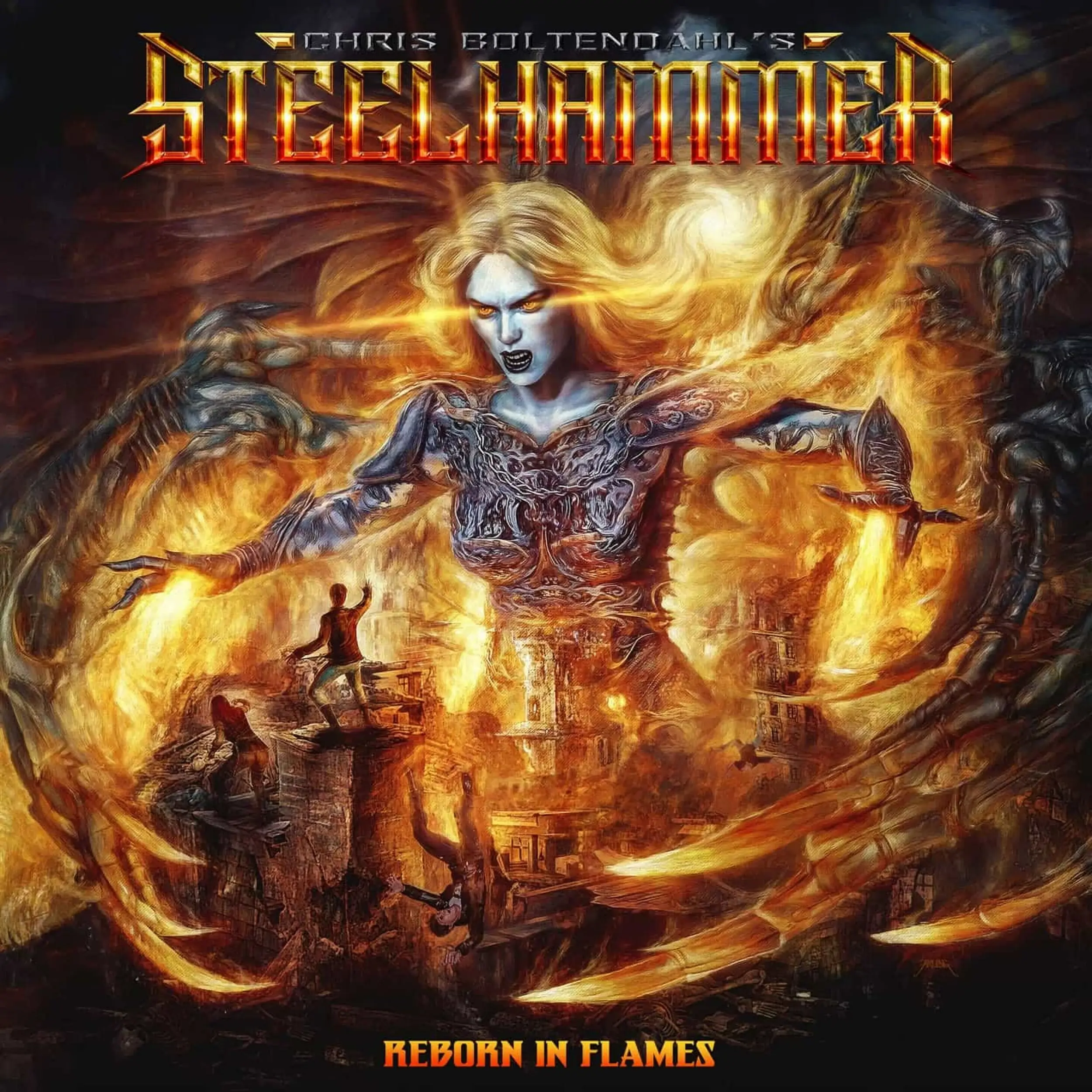 CHRIS BOHLTENDAHL'S STEELHAMMER · Reborn In Flames | SUN YELLOW LP · Picture 1 CHRIS BOHLTENDAHL'S STEELHAMMER · Reborn In Flames | SUN YELLOW LP (Heavy Metal Vinyl) · Picture 1