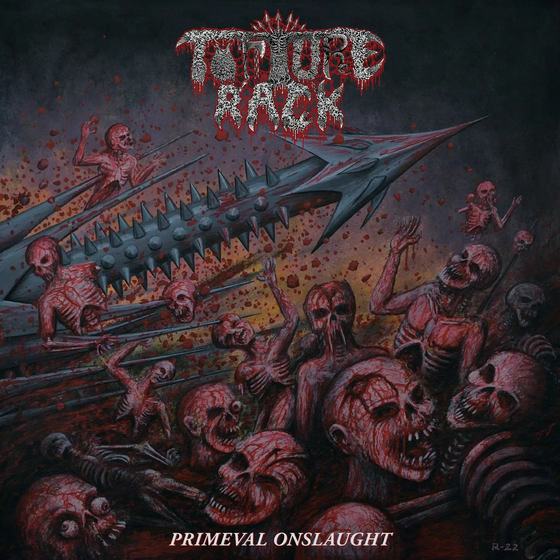 TORTURE RACK · Primeval Onslaught | HOT PINK SPLATTER LP TORTURE RACK · Primeval Onslaught | HOT PINK SPLATTER LP (Death Metal Vinyl)