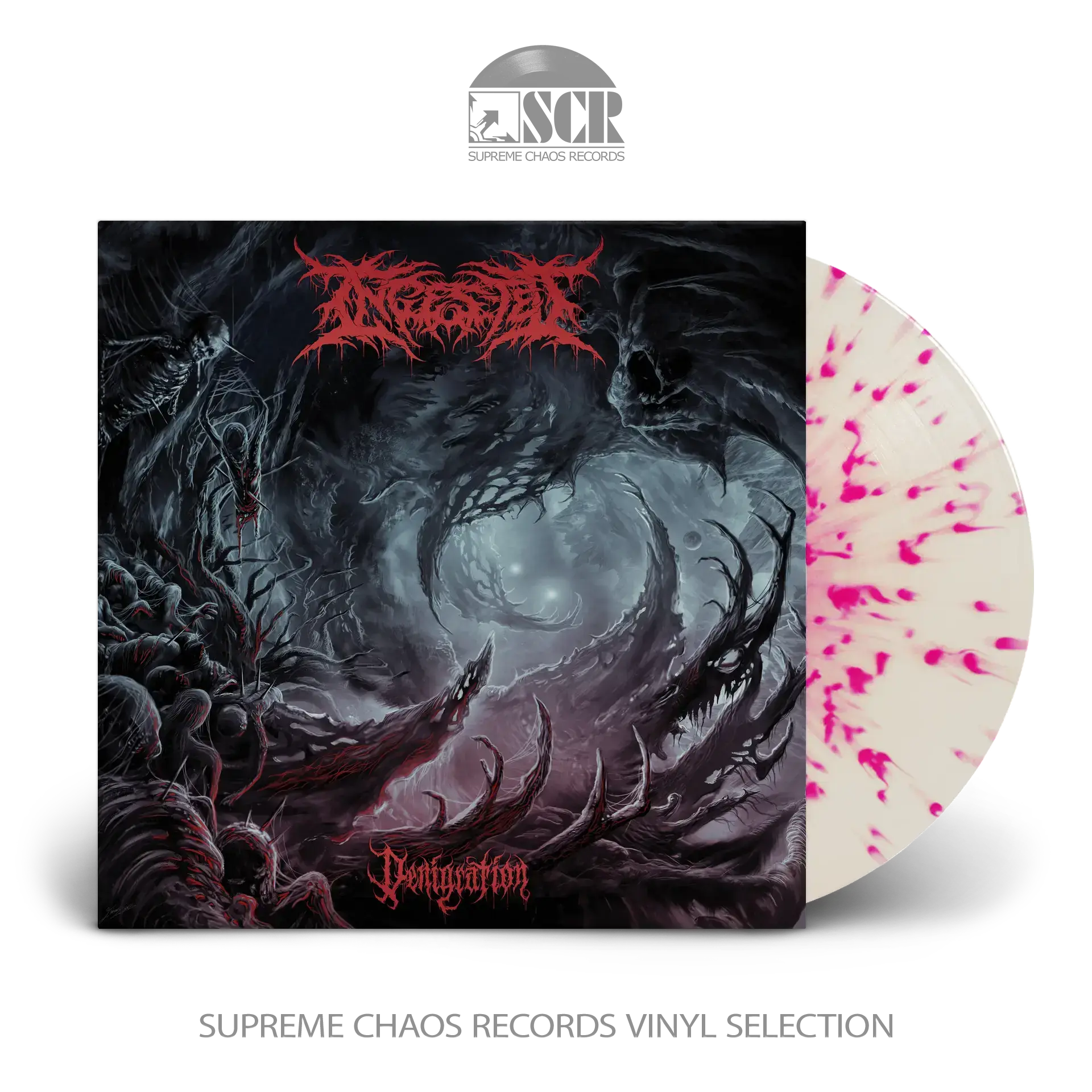 INGESTED · Denigration | CLEAR TURQUOISE/RED/PINK SPLATTER LP (Death Metal Vinyl)