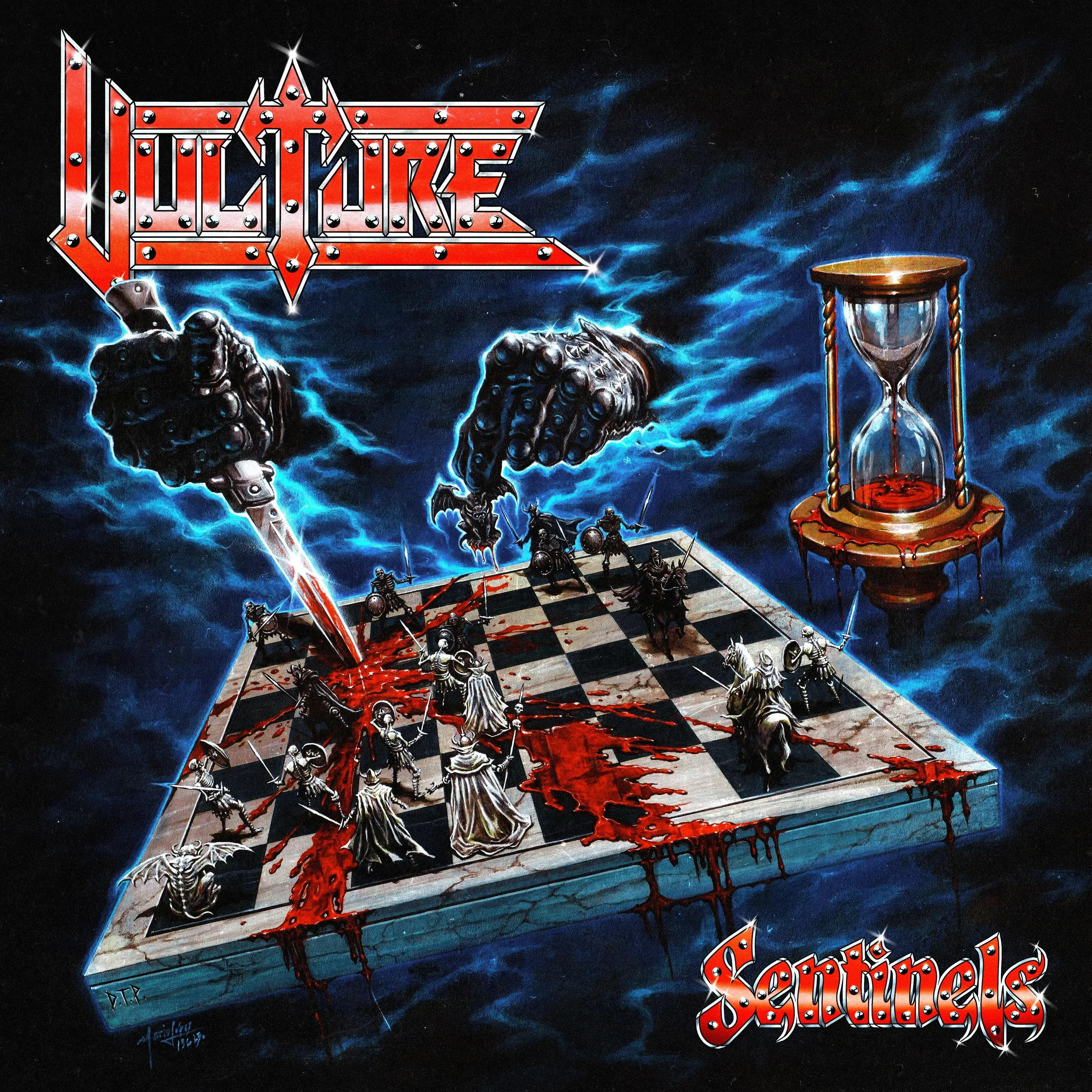 VULTURE - Sentinels · BRIGHT RED/WHITE MARBLED LP 1