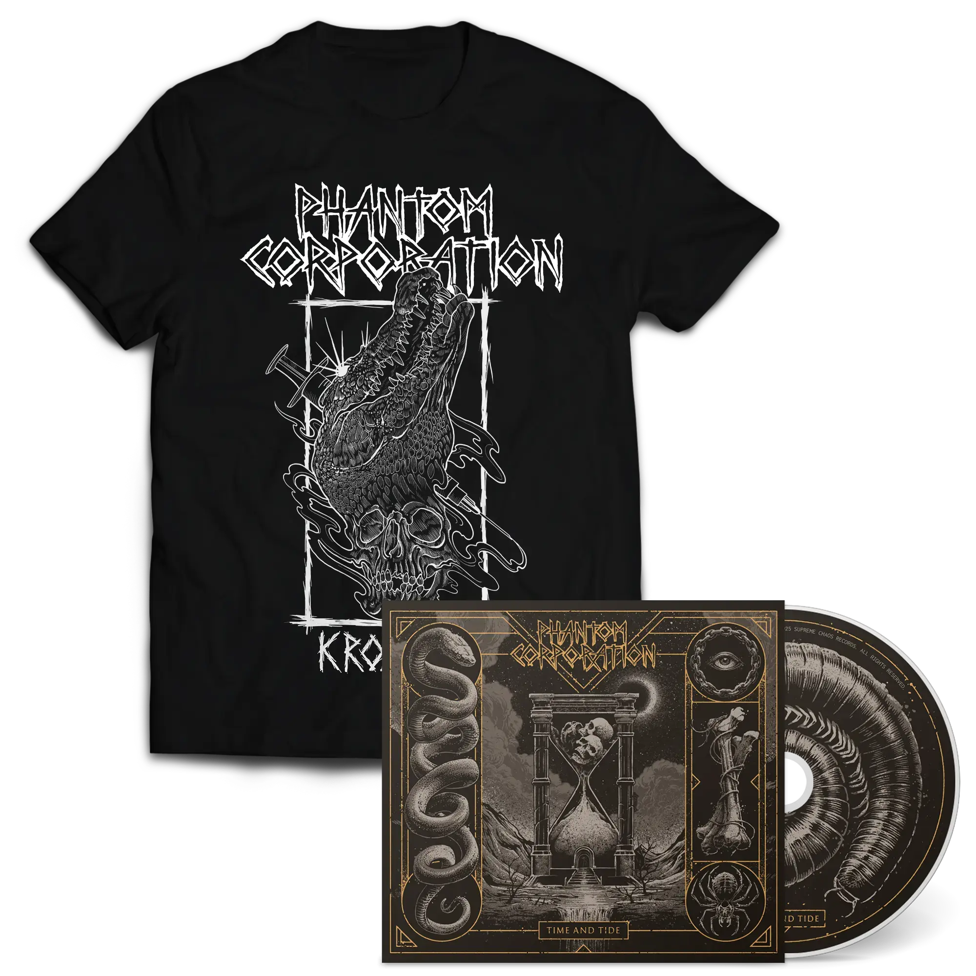 PHANTOM CORPORATION - Time And Tide · DIGIPAK T-SHIRT BUNDLE (Thrash Metal/D-Beat/Death Metal CDs)