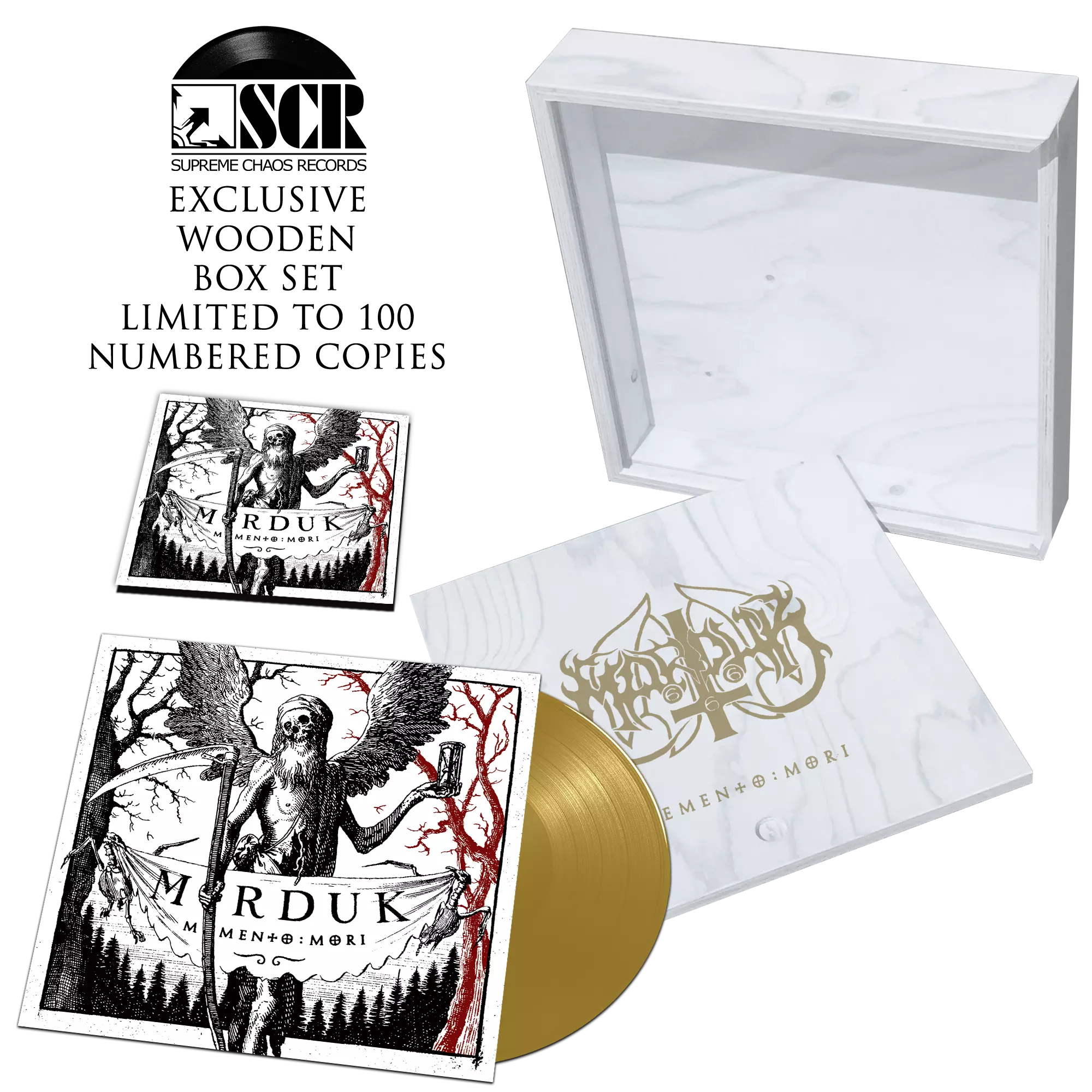 MARDUK - Memento Mori · WOODEN LP BOX (Black Metal Vinyl)