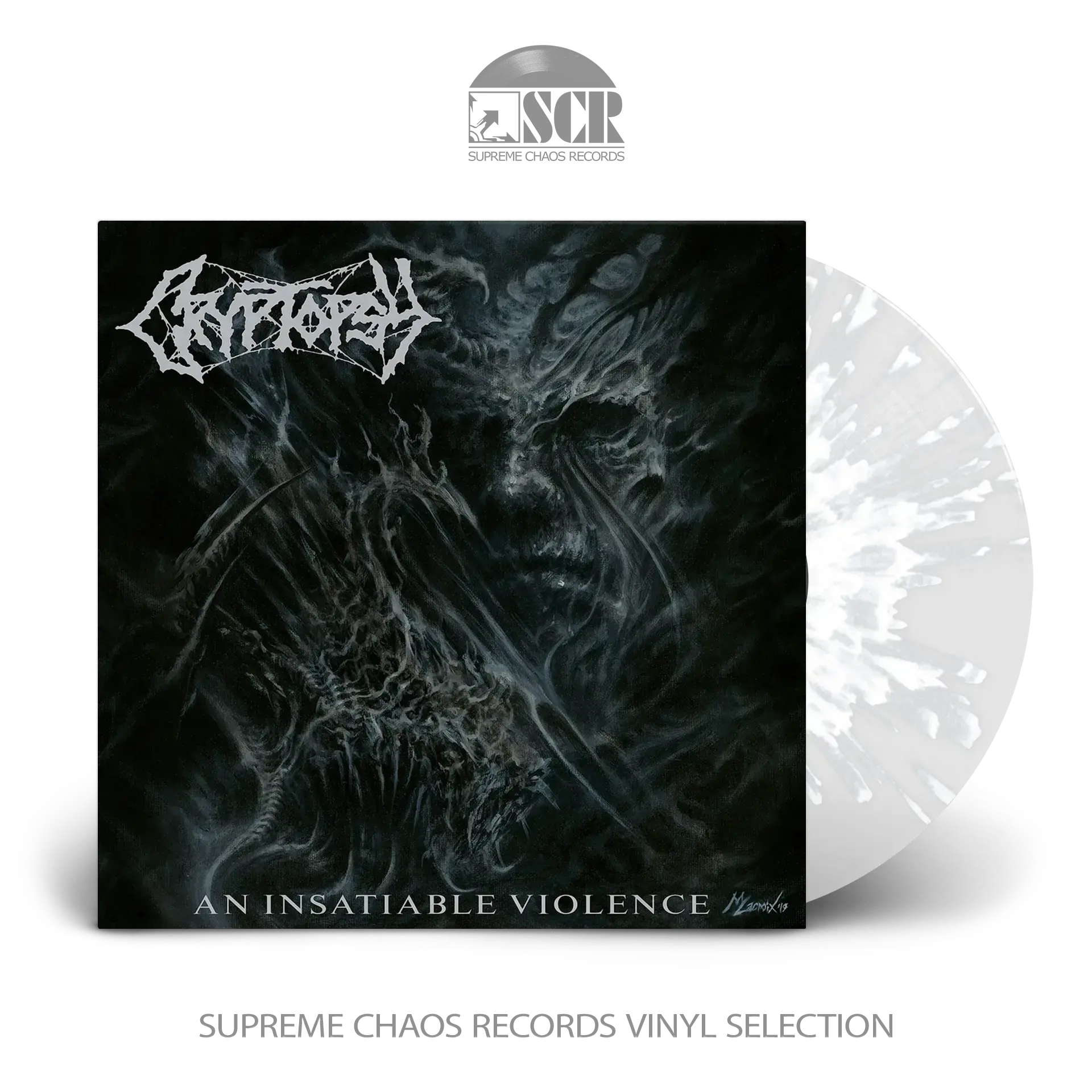 CRYPTOPSY - An Insatiable Violence · CLEAR/WHITE SPLATTER LP CRYPTOPSY - An Insatiable Violence · CLEAR/WHITE SPLATTER LP (Death Metal/Progressive Metal Vinyl)