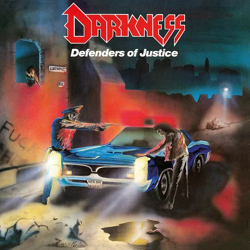 DARKNESS · Defenders of Justice | ORANGE/BLACK MARBLED LP · Picture 1 DARKNESS · Defenders of Justice | ORANGE/BLACK MARBLED LP (Heavy Metal/Speed Metal Vinyl) · Picture 1