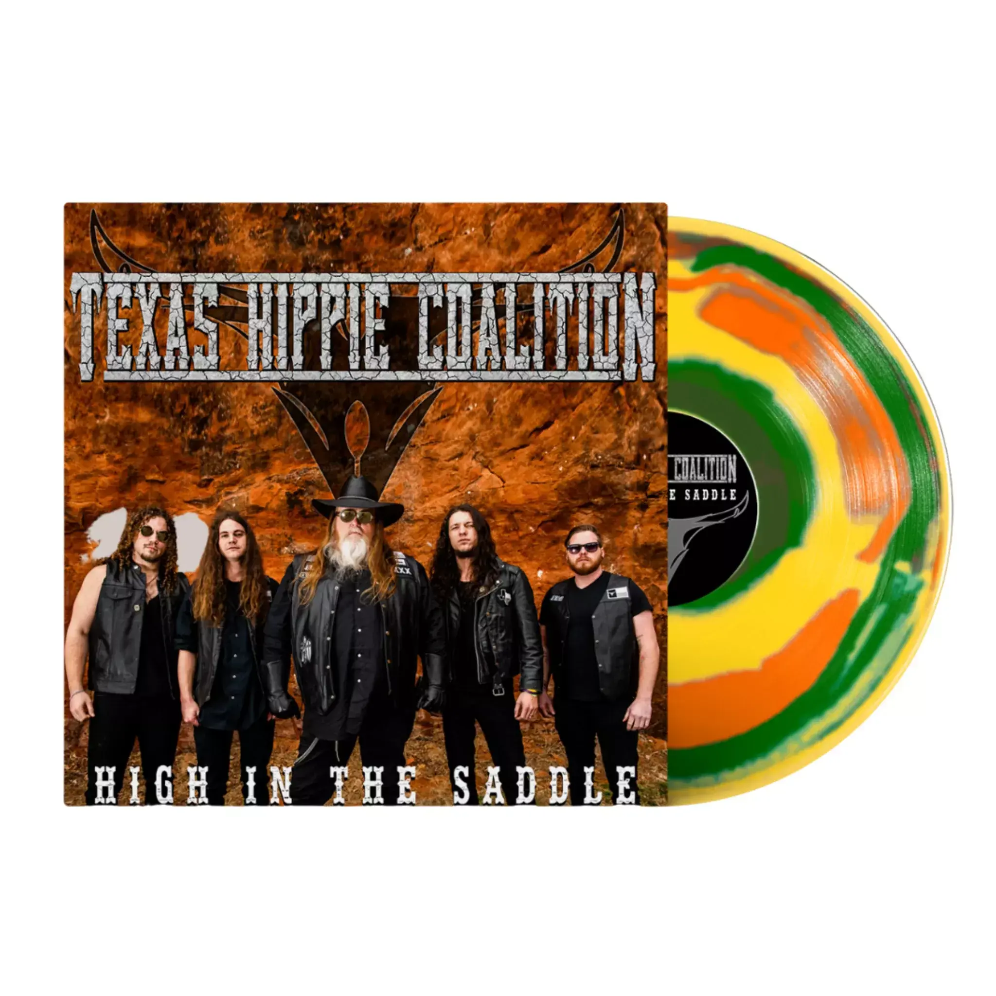 TEXAS HIPPIE COLLECTION · High In The Saddle | YELLOW/GREEN/ORANGE SWIRL LP TEXAS HIPPIE COLLECTION · High In The Saddle | YELLOW/GREEN/ORANGE SWIRL LP (Hard Rock Vinyl)