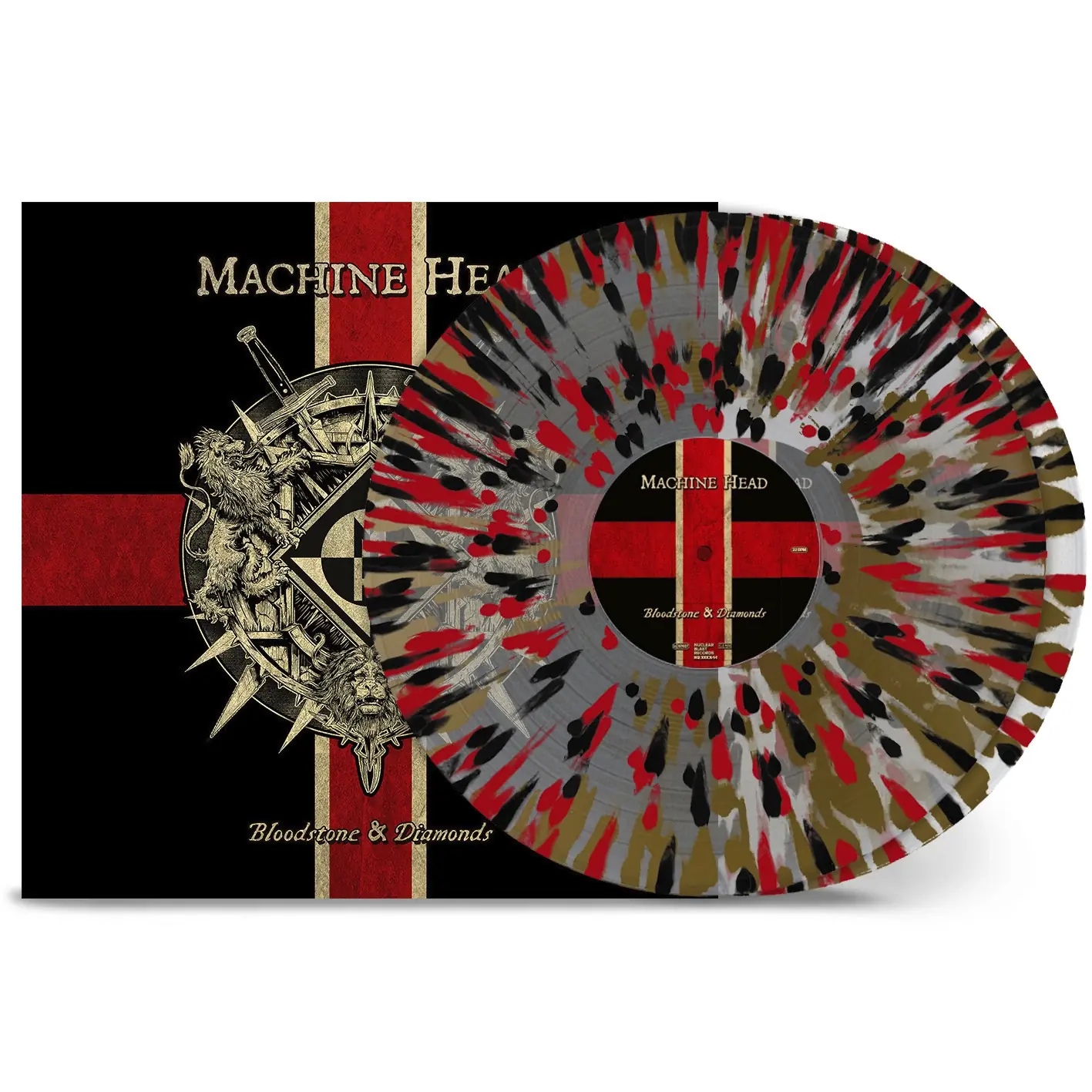 MACHINE HEAD - Bloodstone & Diamonds · CLEAR WITH BLACK/RED/GOLD SPLATTER DLP MACHINE HEAD - Bloodstone & Diamonds · CLEAR WITH BLACK/RED/GOLD SPLATTER DLP (Thrash Metal Vinyl)