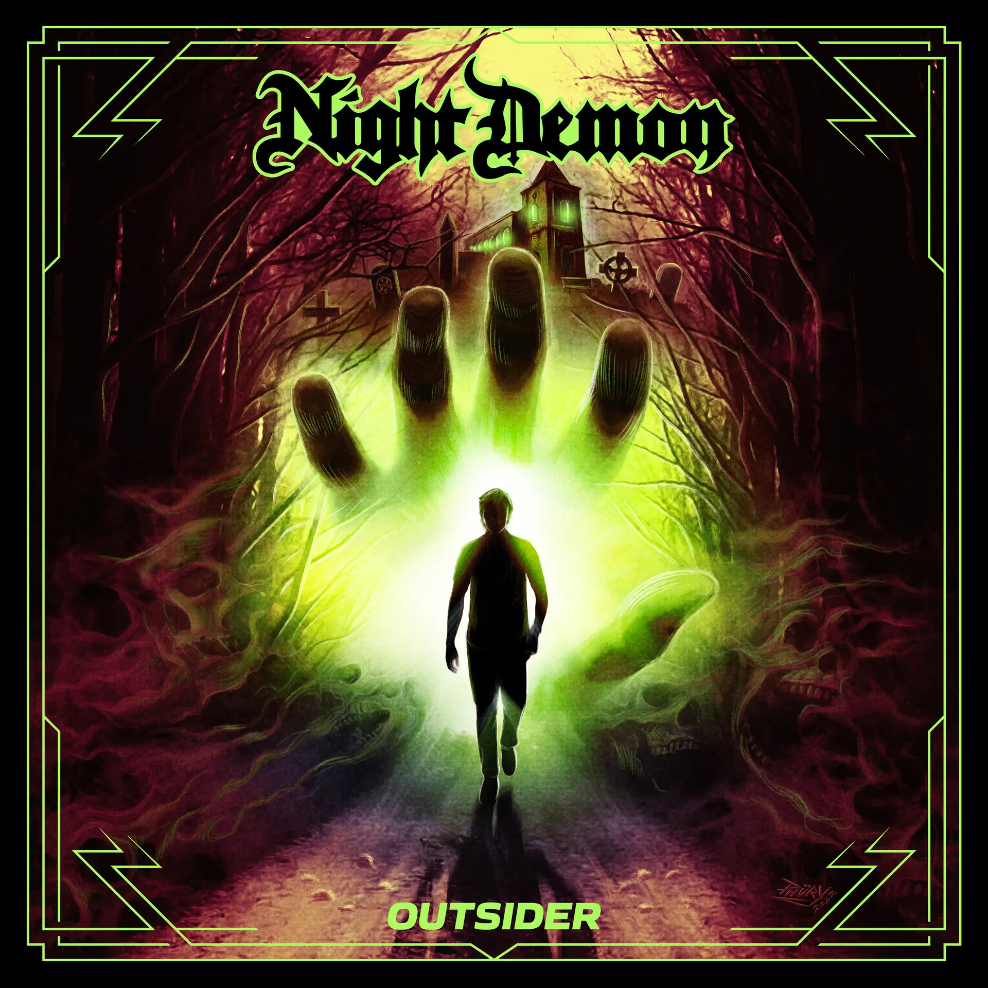 NIGHT DEMON - Outsider · TRANSPARENT GREEN LP 1
