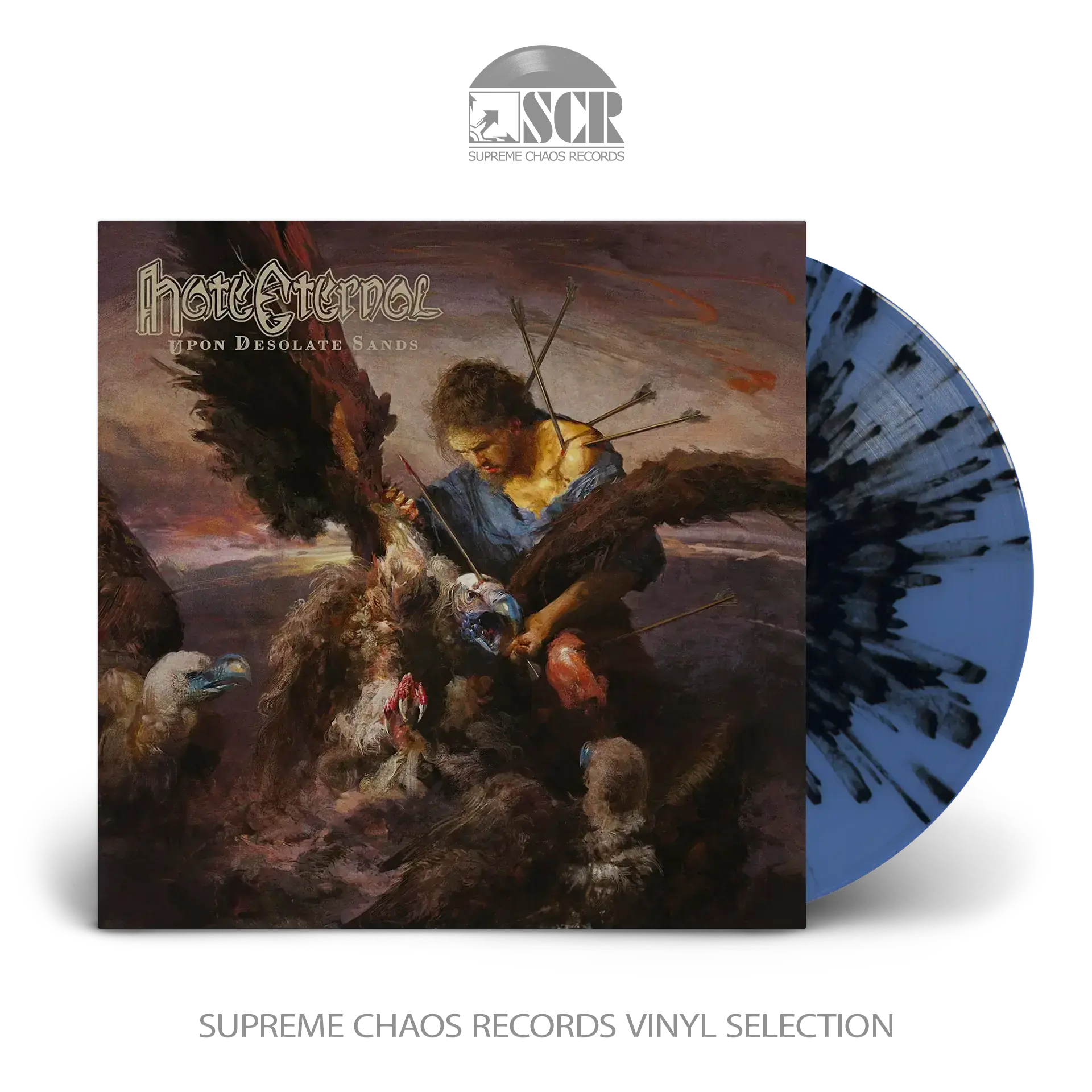 HATE ETERNAL - Upon Desolate Sands · TRANSPARENT BLUE/RED SPLATTER LP