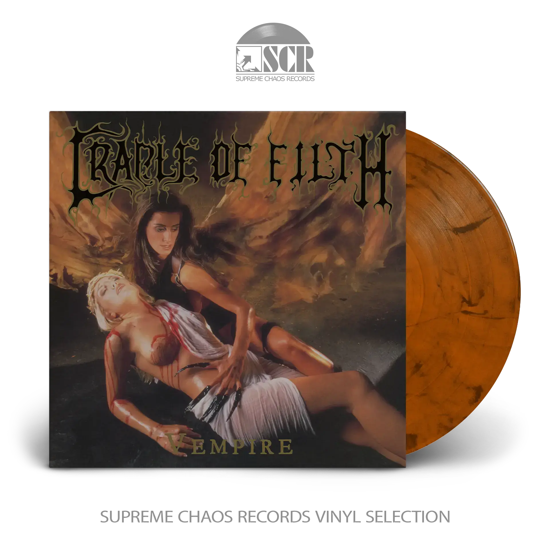 CRADLE OF FILTH - Vempire, Or Dark Faerytales In Phallustein · TRANSPARENT ORANGE/BLACK MARBLED LP