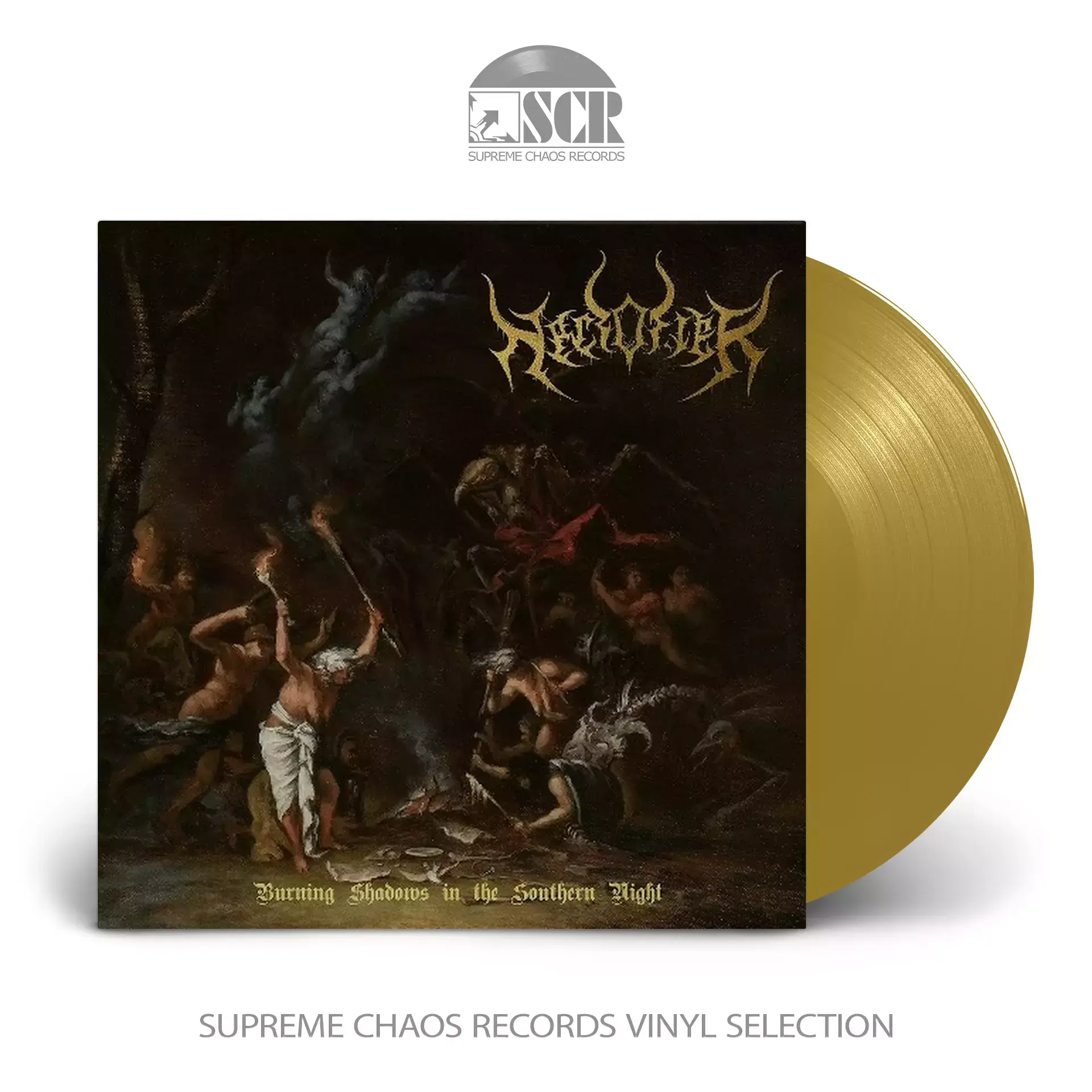 NECROFIER · Burning Shadows in the Southern Night | GOLD LP NECROFIER · Burning Shadows in the Southern Night | GOLD LP (Black Metal Vinyl)