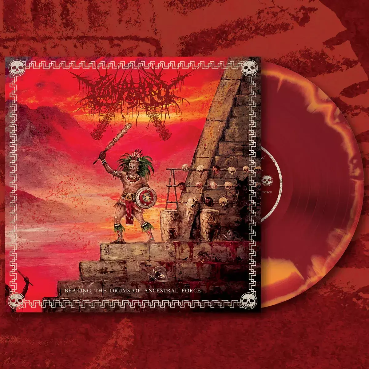 TZOMPANTLI - Beating The Drums Of Ancestral Force · OXBLOOD/ORANGE LP TZOMPANTLI - Beating The Drums Of Ancestral Force · OXBLOOD/ORANGE LP (Death Metal Vinyl)