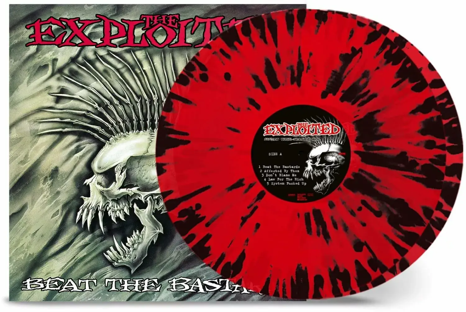 THE EXPLOITED - Beat The Bastards · TRANSPARENT RED/BLACK SPLATTER DLP