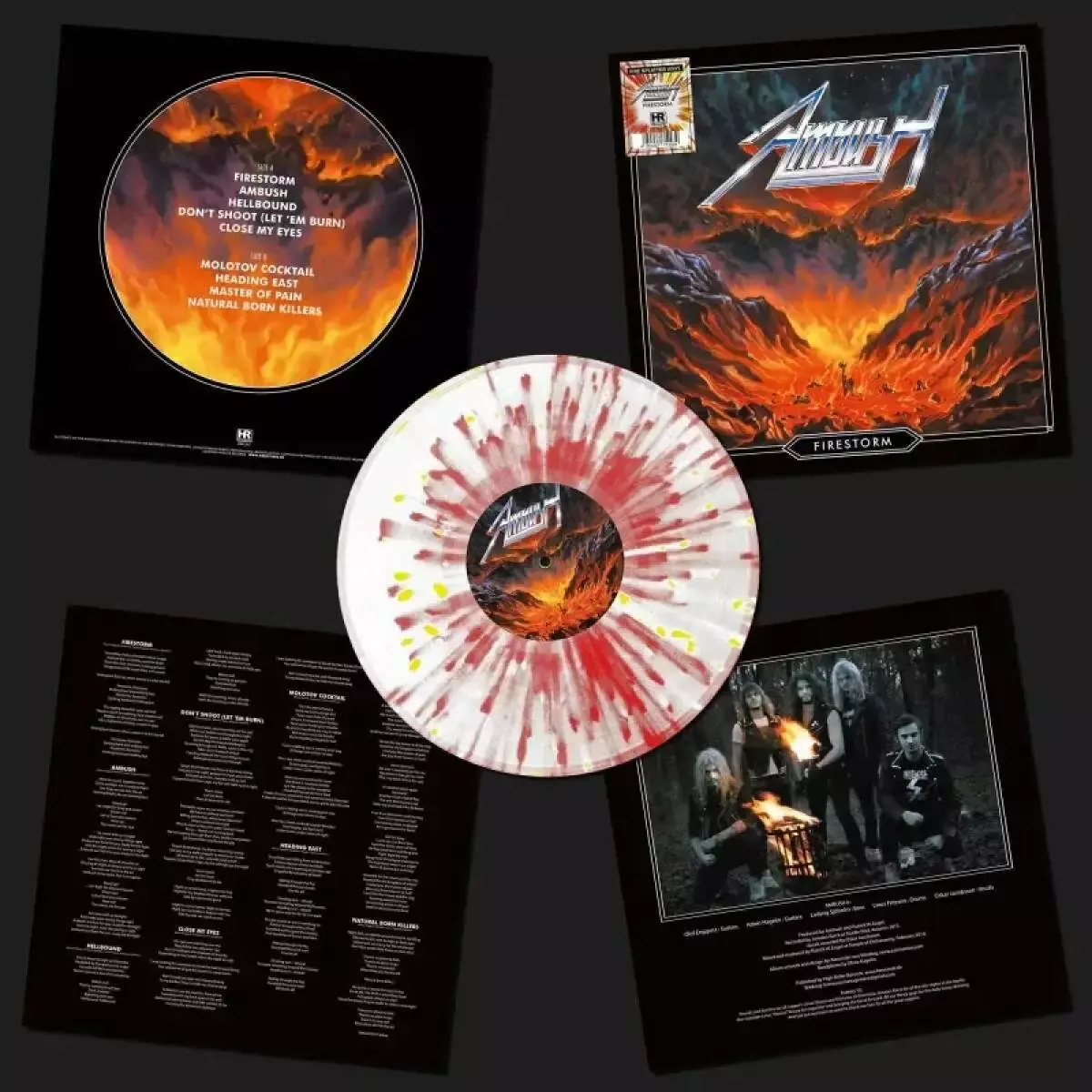 AMBUSH - Firestorm · WHITE/YELLOW/RED SPLATTER LP (Heavy Metal Vinyl)