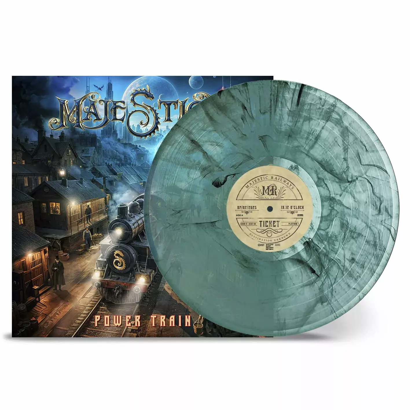 MAJESTICA · Power Train | TURQUOISE/BLACK SMOKE LP MAJESTICA · Power Train | TURQUOISE/BLACK SMOKE LP (Melodic Metal Vinyl)